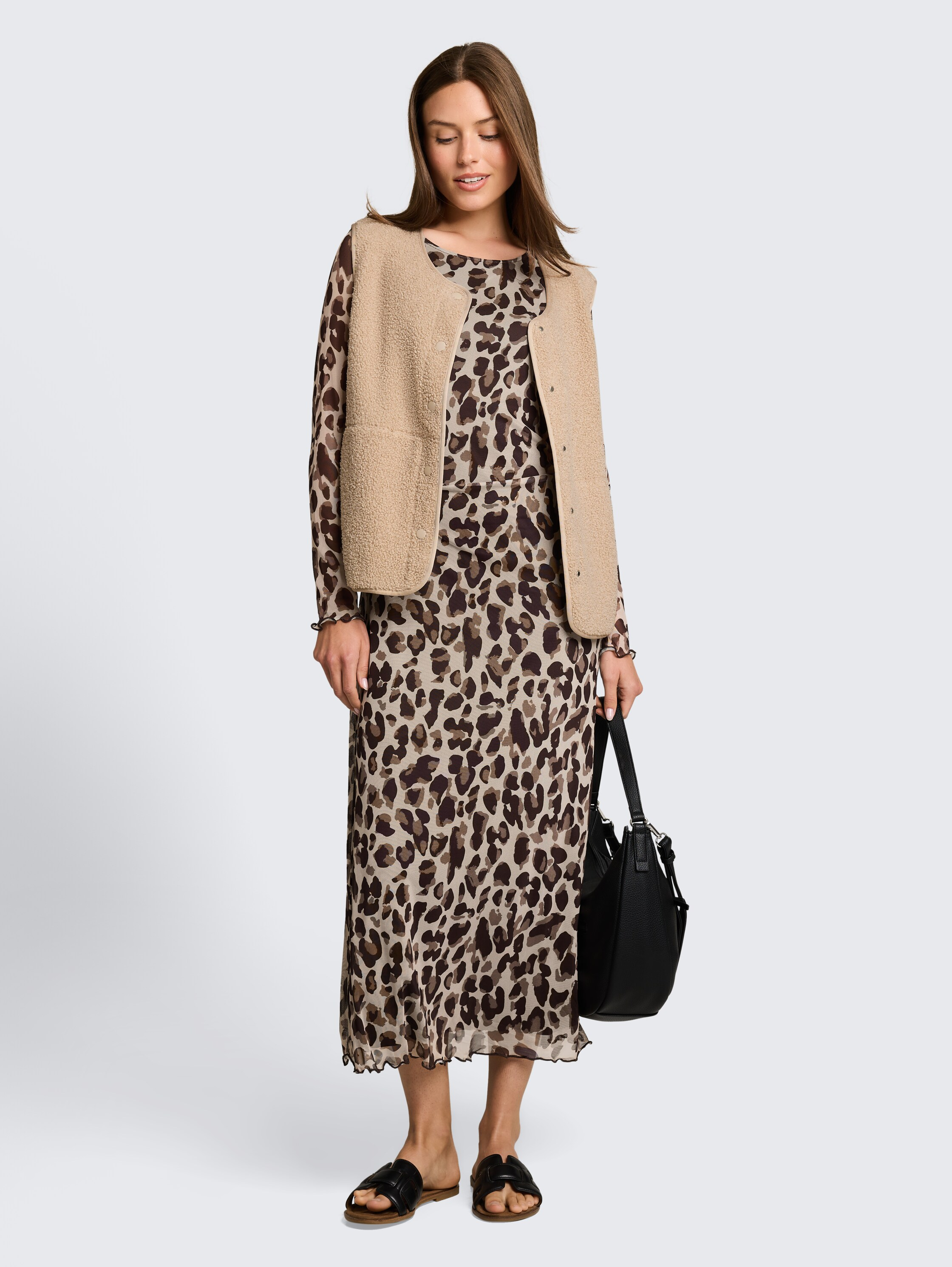 Tom Tailor Fleeceweste, Rundhals, FüR Damen, Braun, 3XL