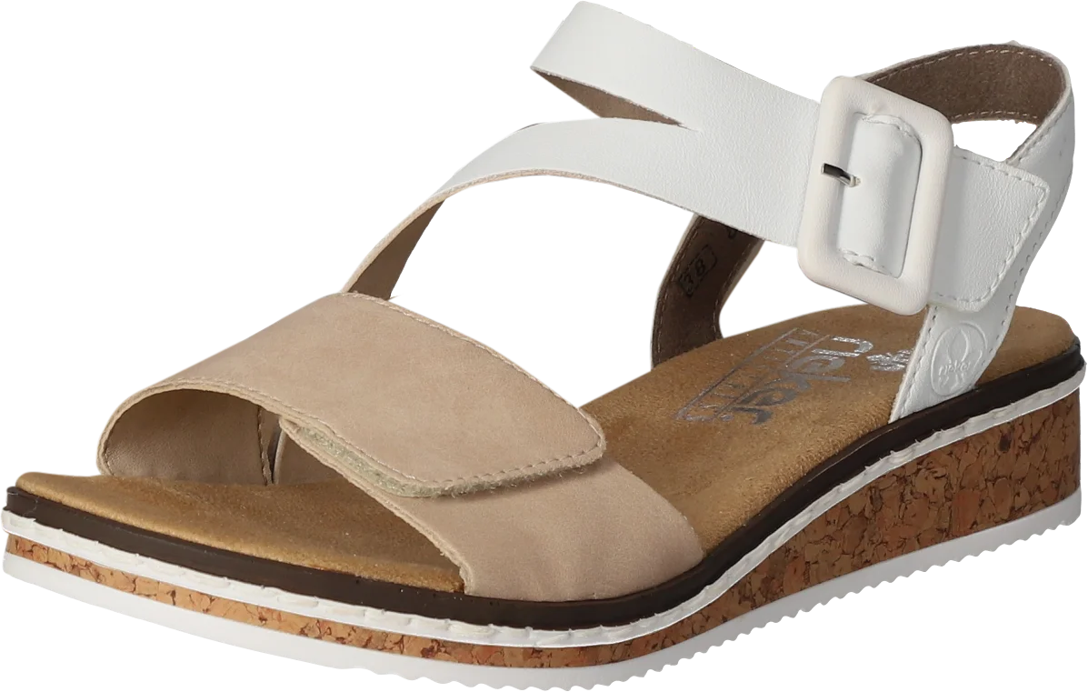 Rieker Sandaletten, Kunstleder, Schockabsorbierend, FüR Damen, Weiß|Beige, 40