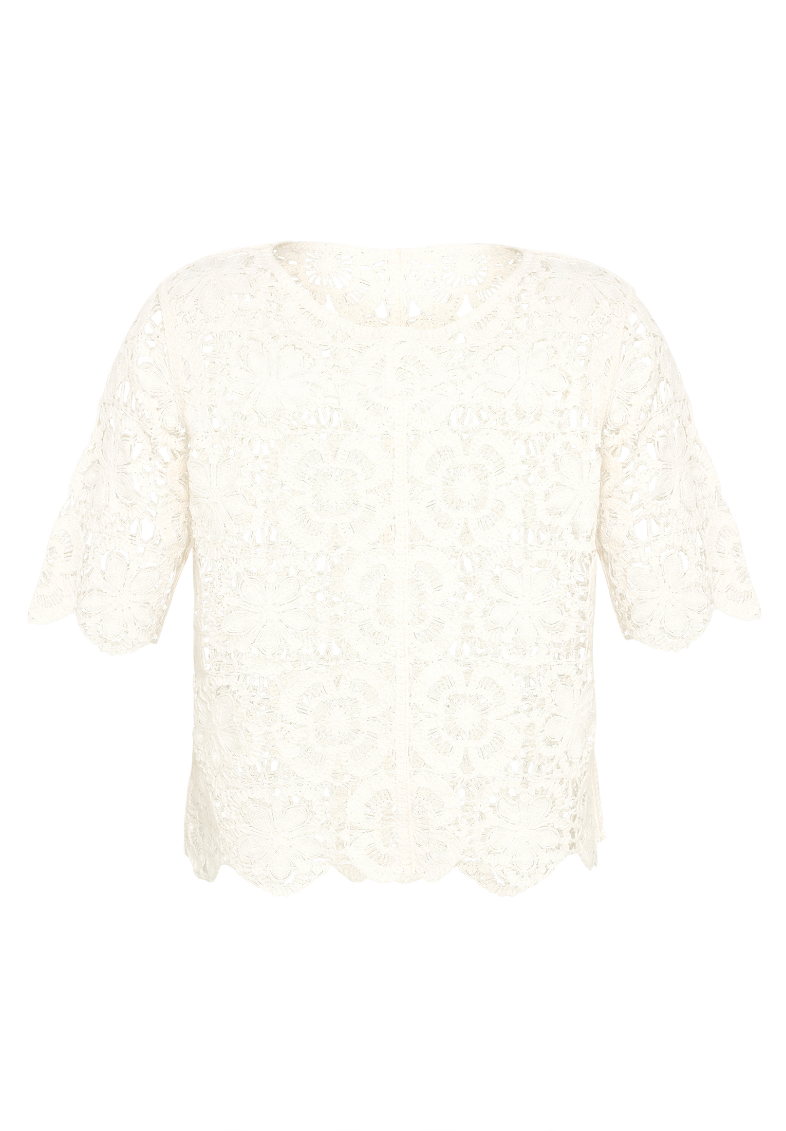 Betty & CO Lochstrick-Pullover Mit U-Boot-Ausschnitt, Weiß, 36