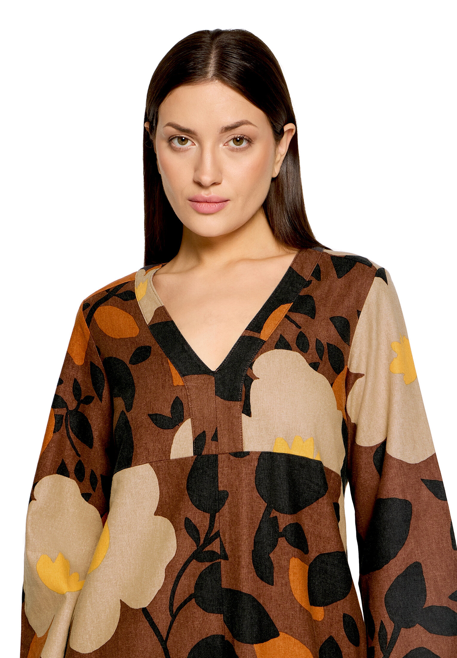 Cartoon Sommerkleid, V-Ausschnitt, FüR Damen, Braun, 42