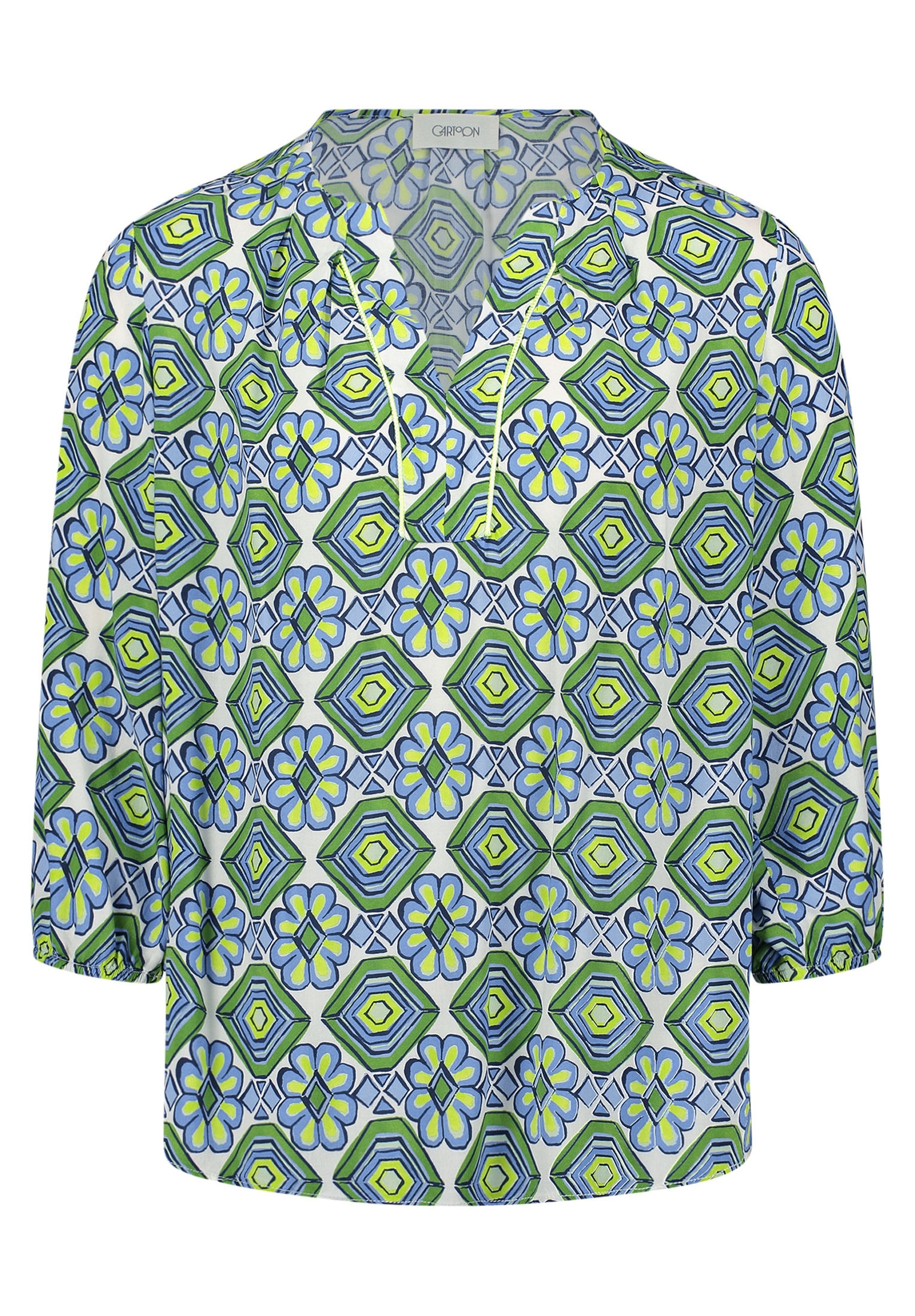Cartoon Casual-Bluse Mit Muster, GrüN, 42