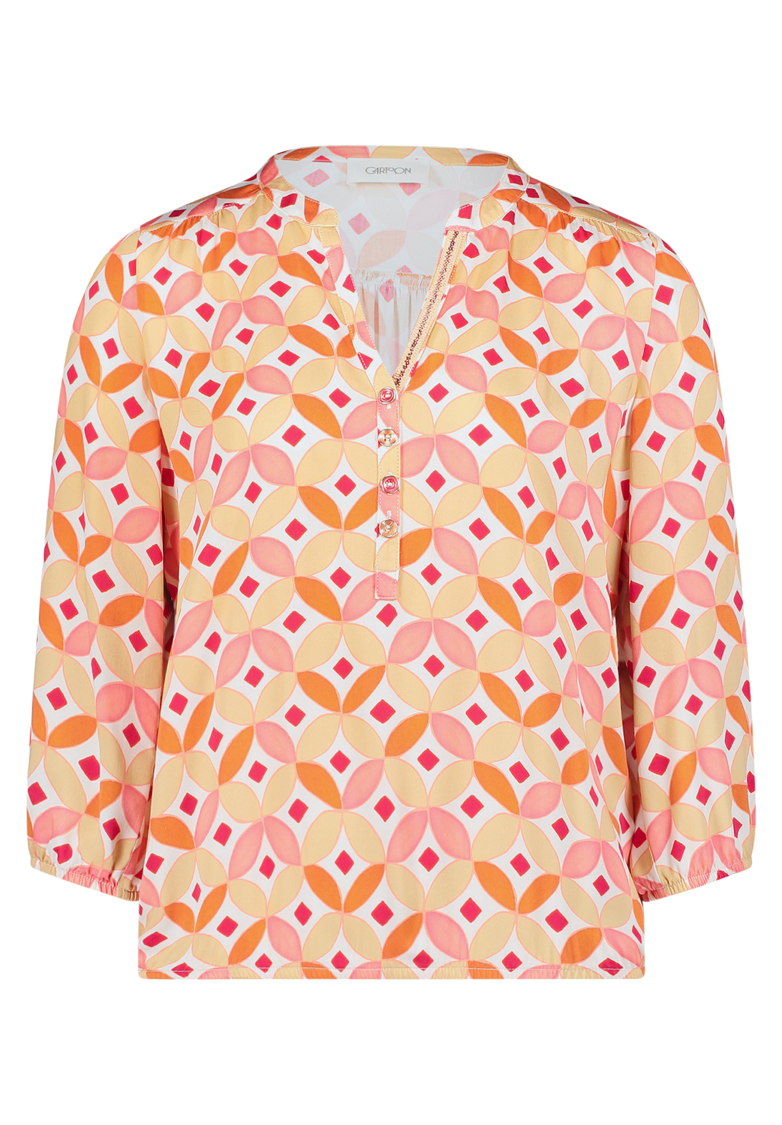 Cartoon Casual-Bluse Mit Muster, Weiß, 42