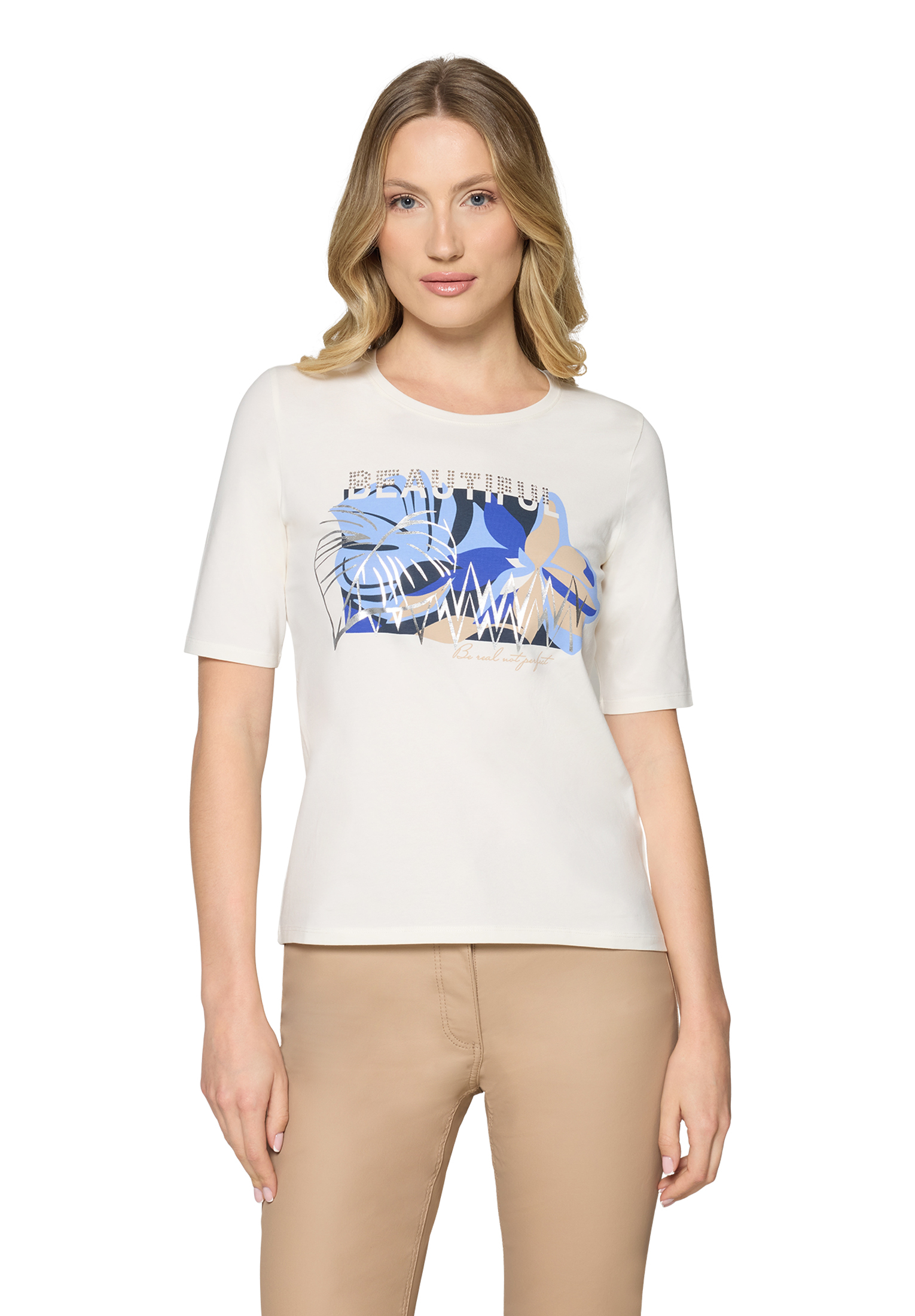 Betty Barclay Basic Shirt Mit Placement, Weiß, 40