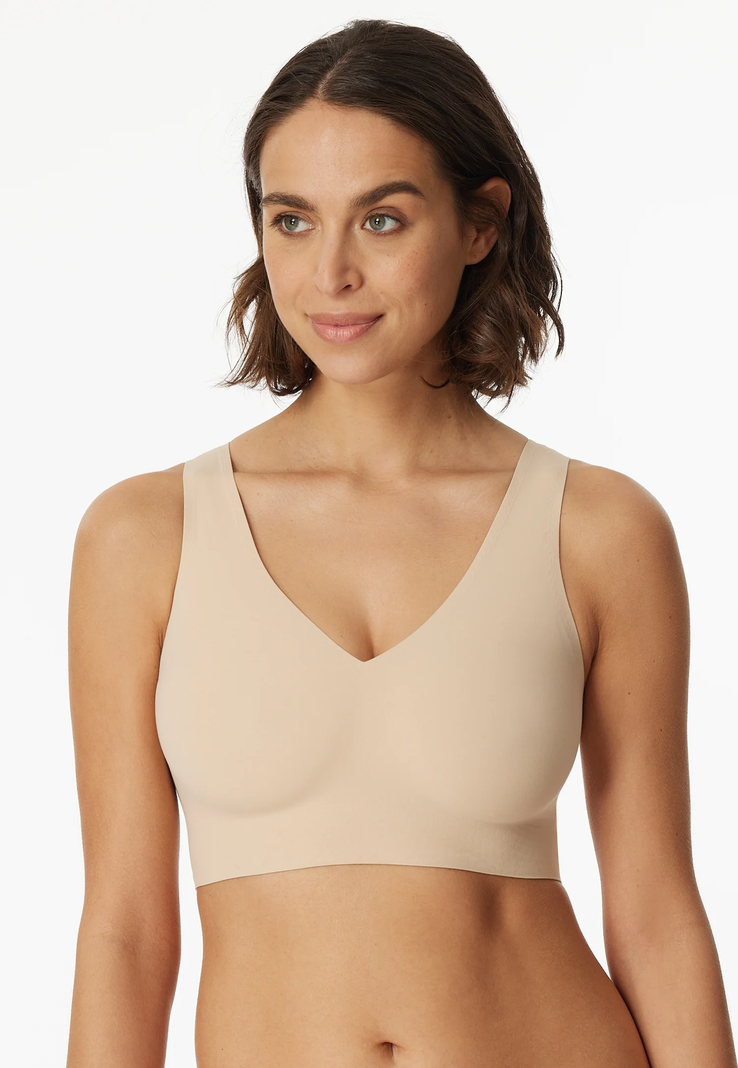 Schiesser Invisible Soft Bustier, V-Ausschnitt, FüR Damen, Beige, 38