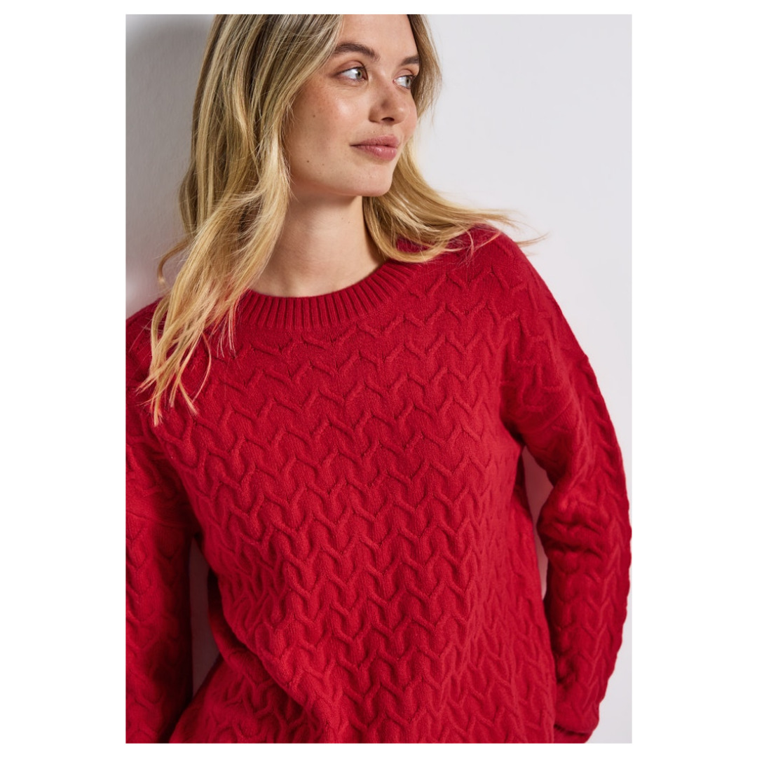 Street One Strickpullover, RippbüNdchen, FüR Damen, Rot, 38