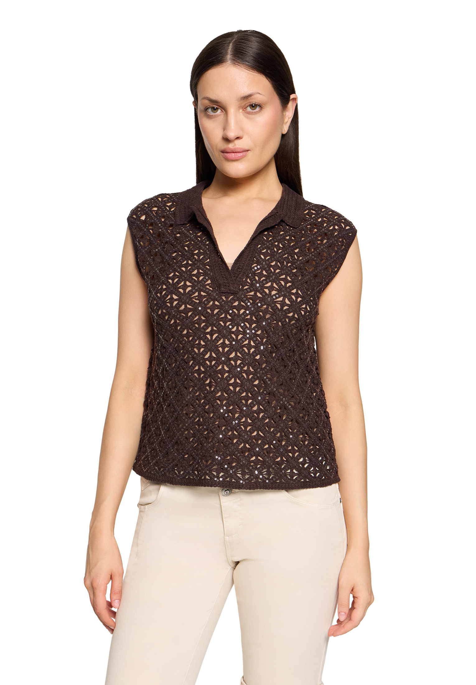 Cartoon Shirt, V-Ausschnitt, FüR Damen, Braun, 36