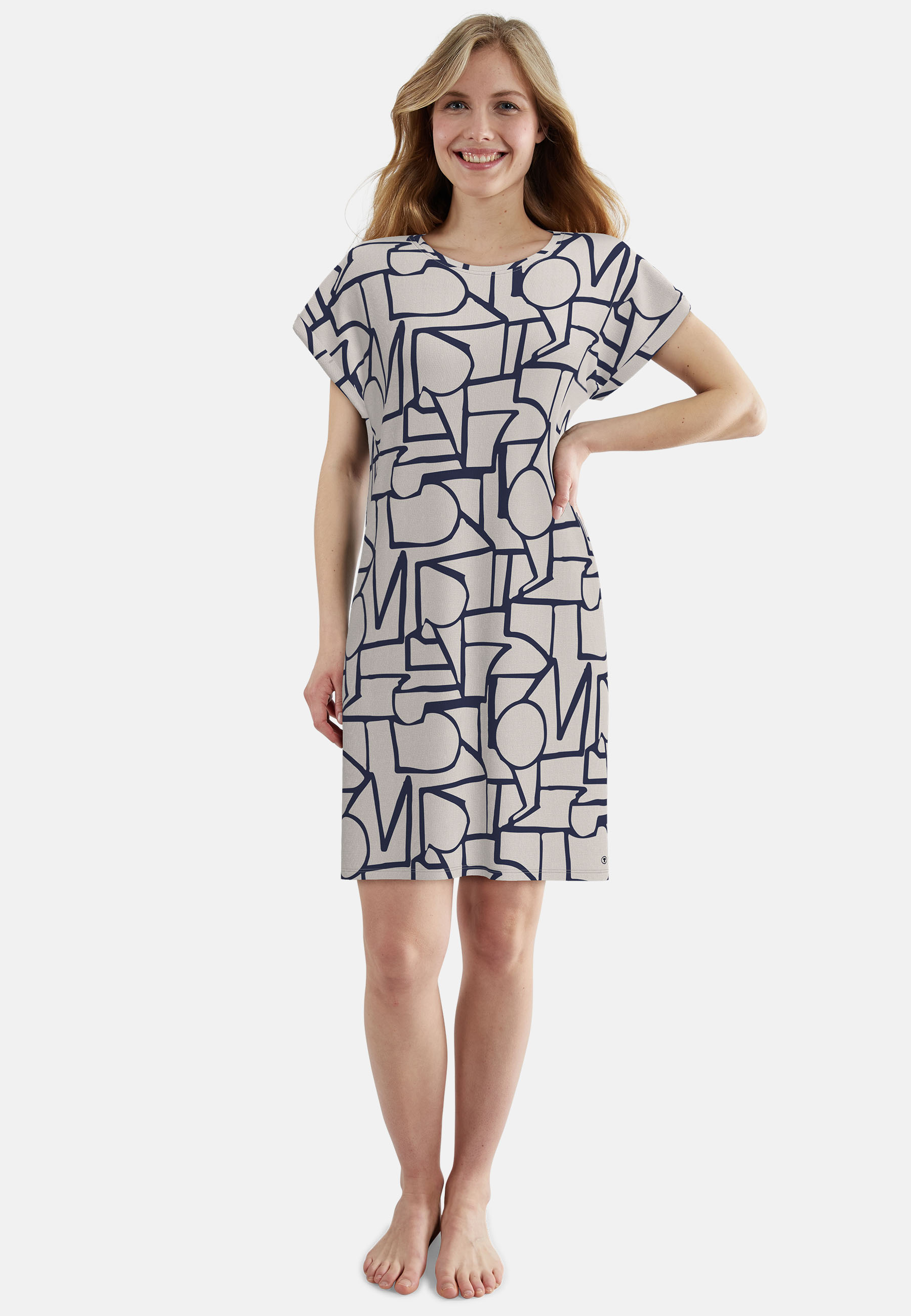 Tom Tailor Schlafshirt, Rundhalsausschnitt, FüR Damen, Blau|Weiß, 42