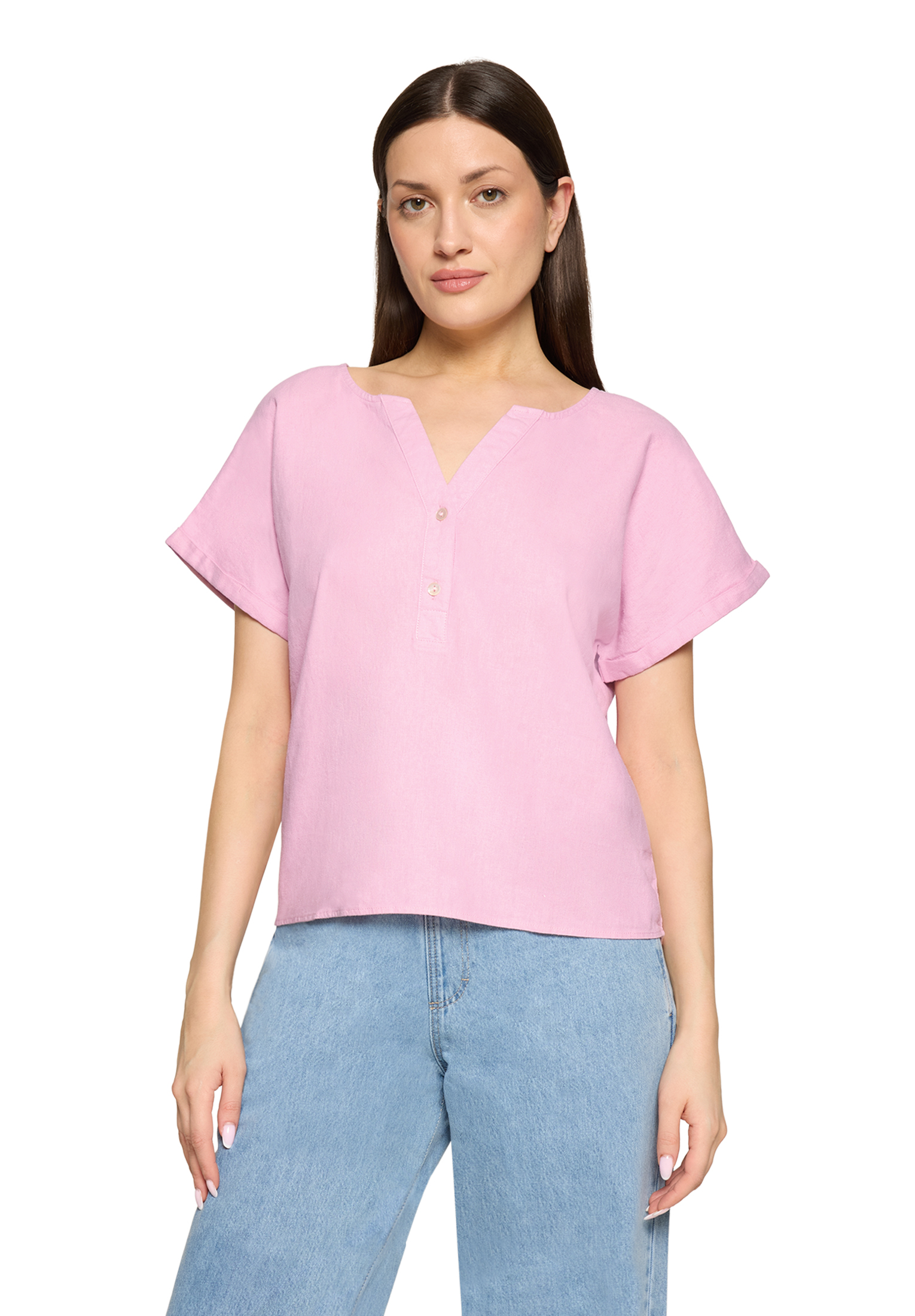 Cartoon Shirtbluse, Split-Neck, FüR Damen, Pink, 44