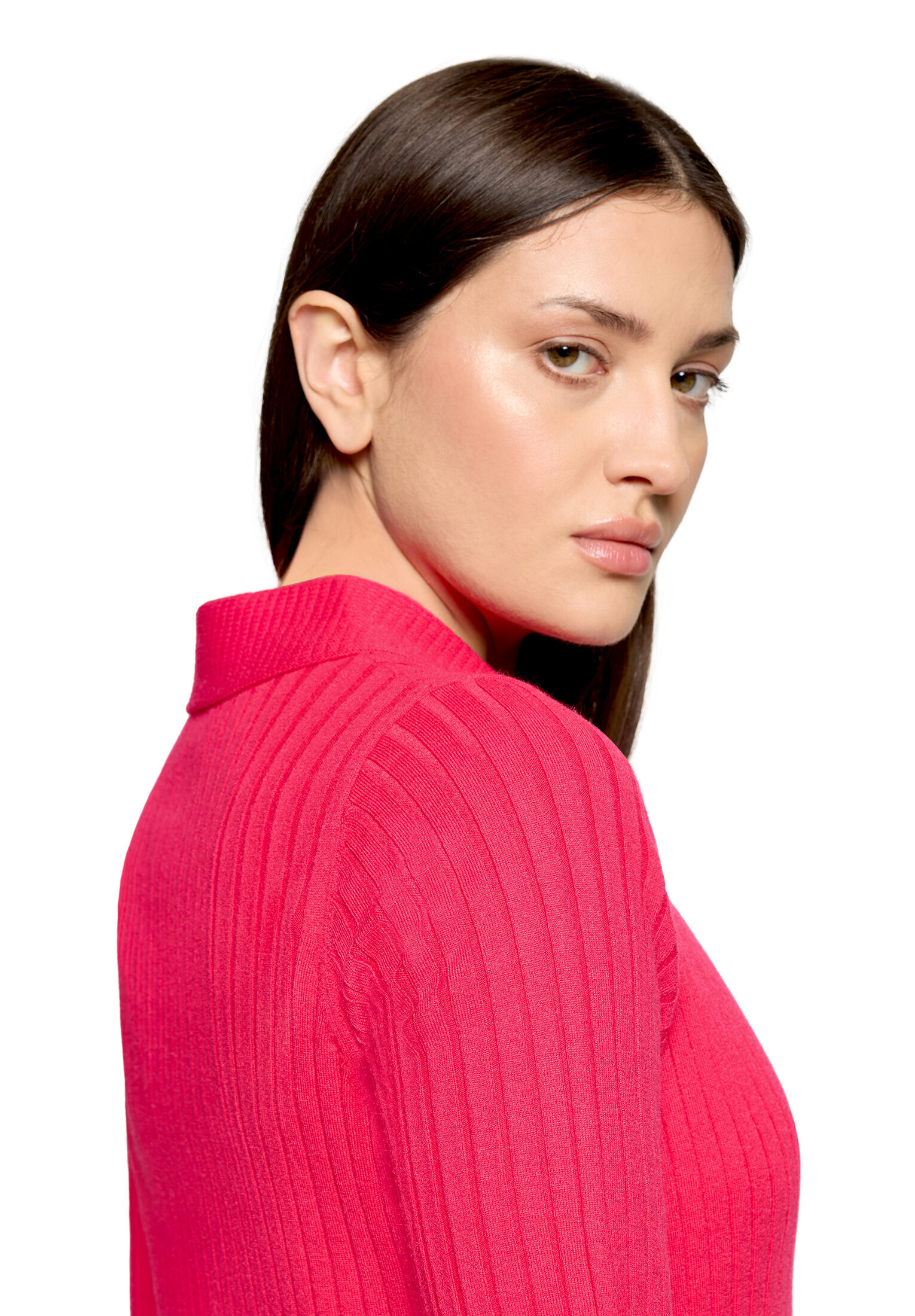Cartoon Strickpullover Mit Kragen, Pink, 36