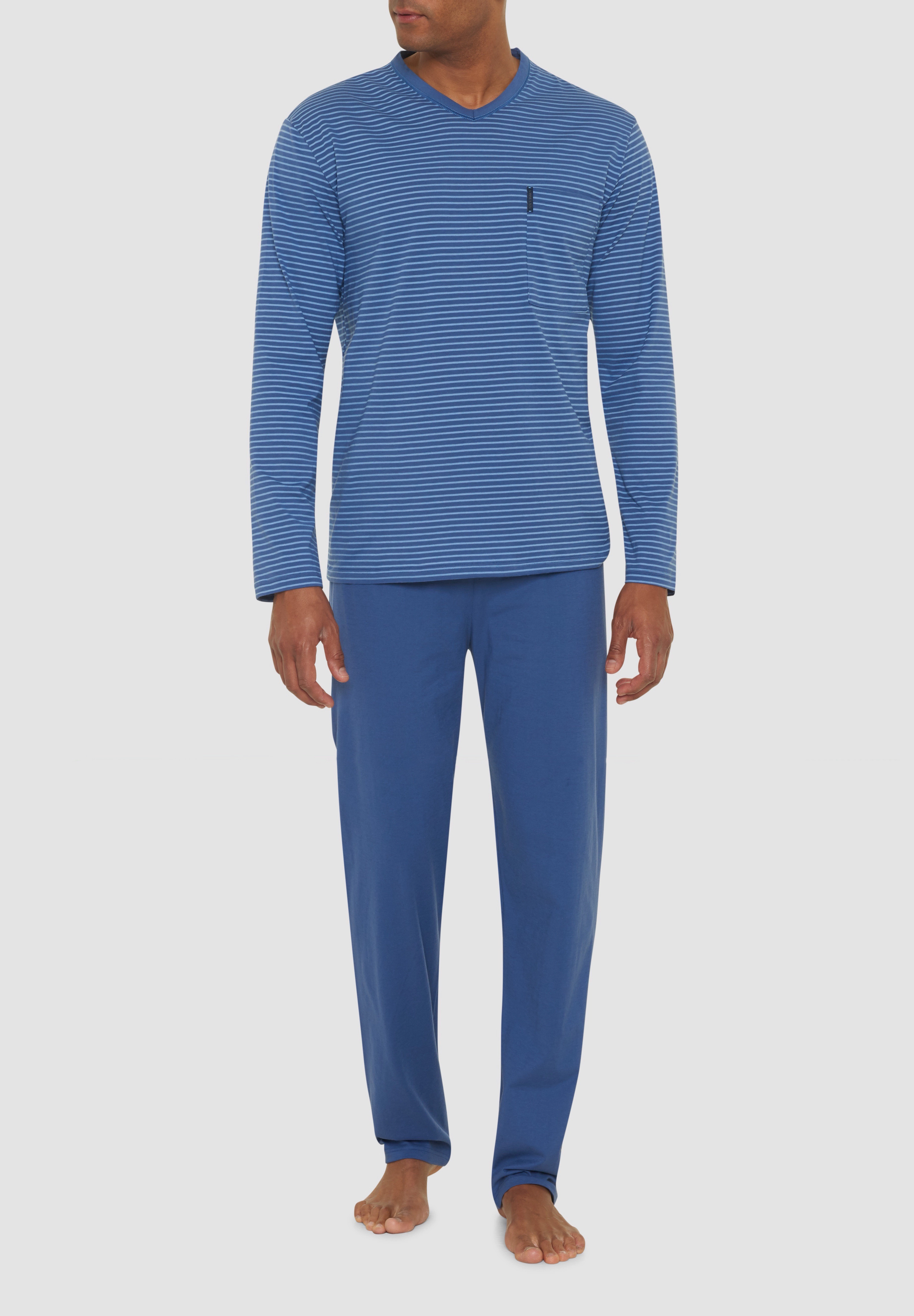 Ammann Schlafanzug, Streifen, FüR Herren, Blau, 52
