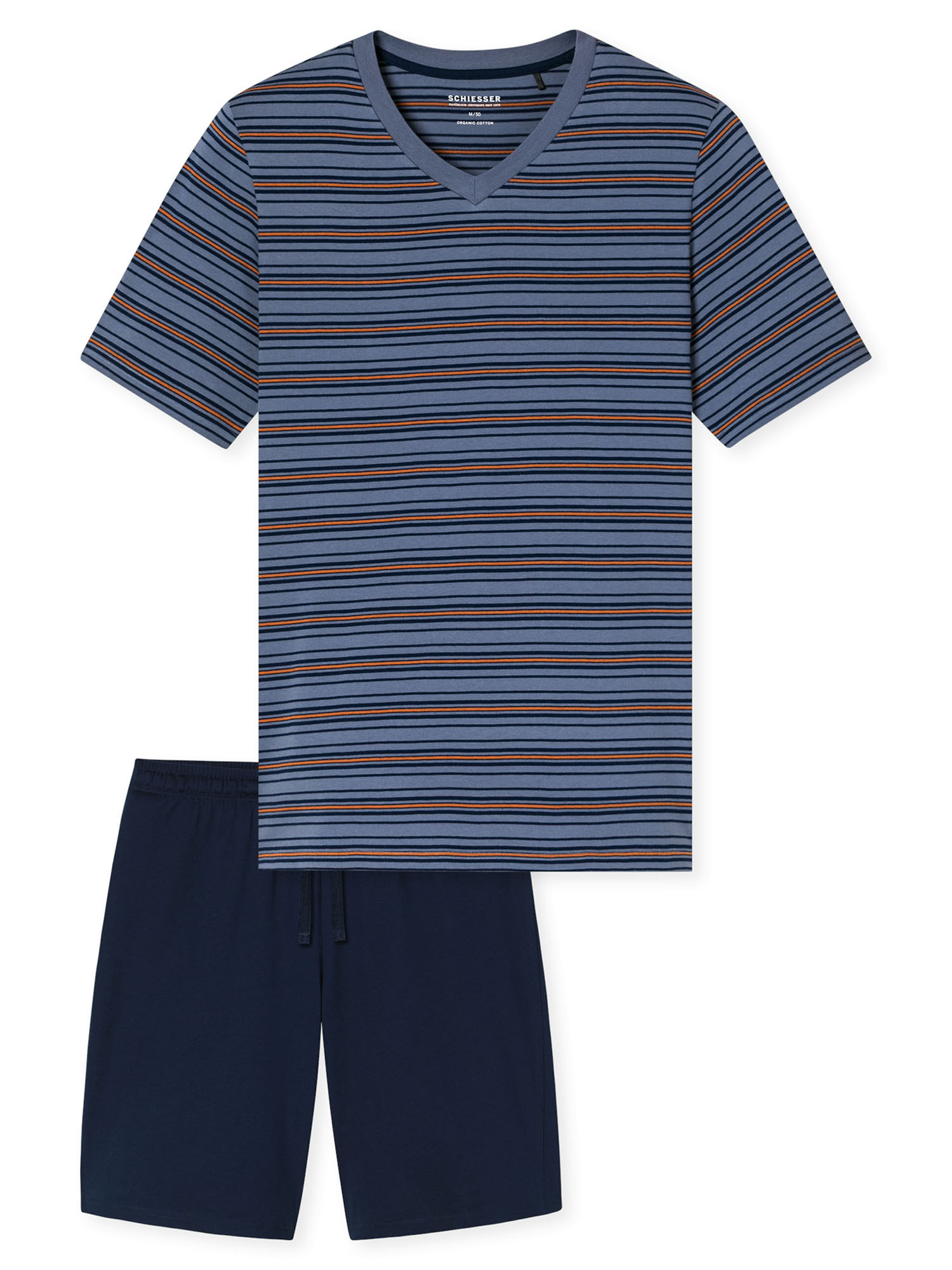 Schiesser 183588_Schlafanzug Kur, 808 Blaugrau, 52, Grau, 52