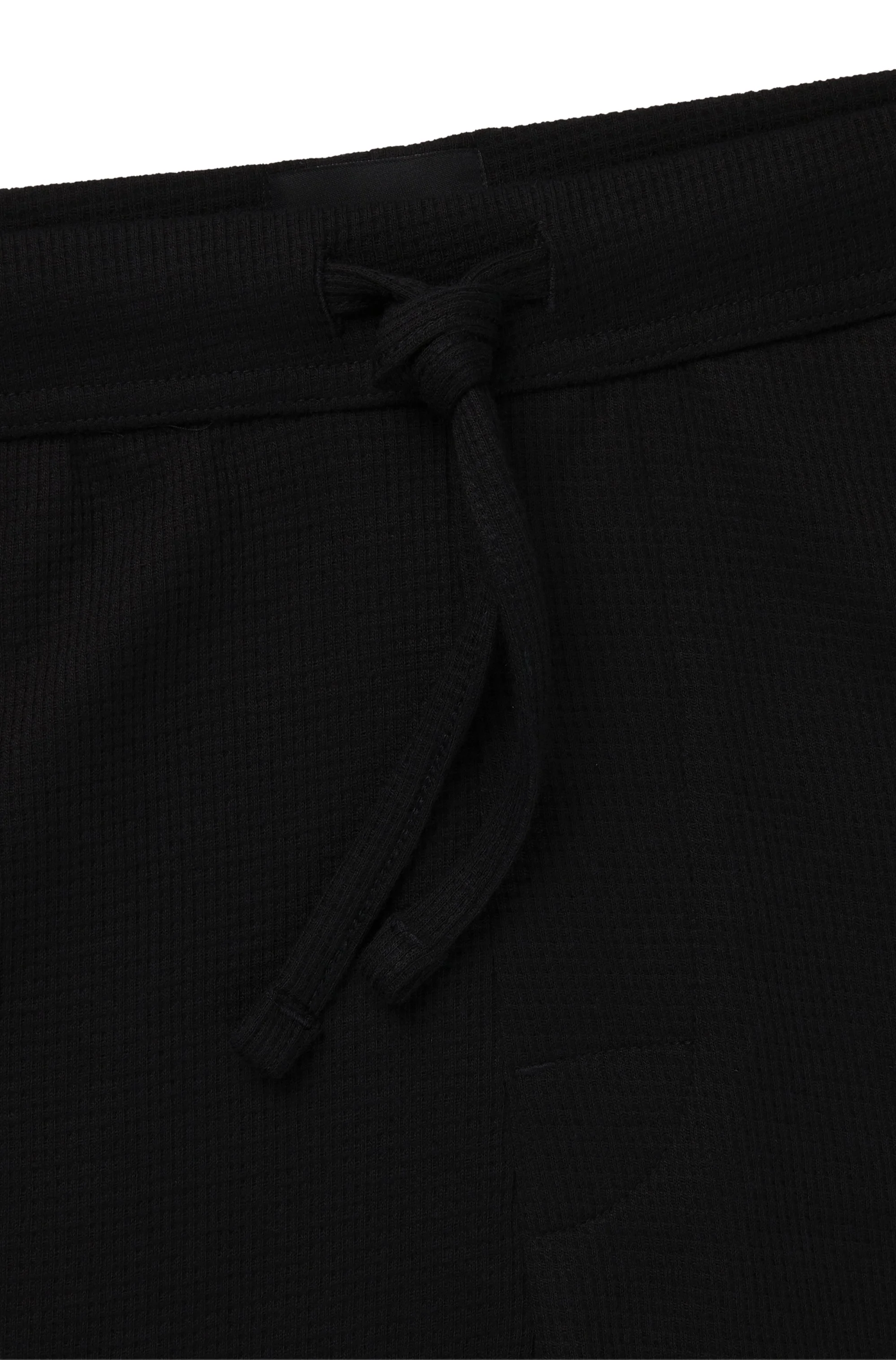 Boss Herren Shorts, Waffeloptik - Waffle Short, Sweatshort, Logo, Baumwollmischung, Schwarz, XL