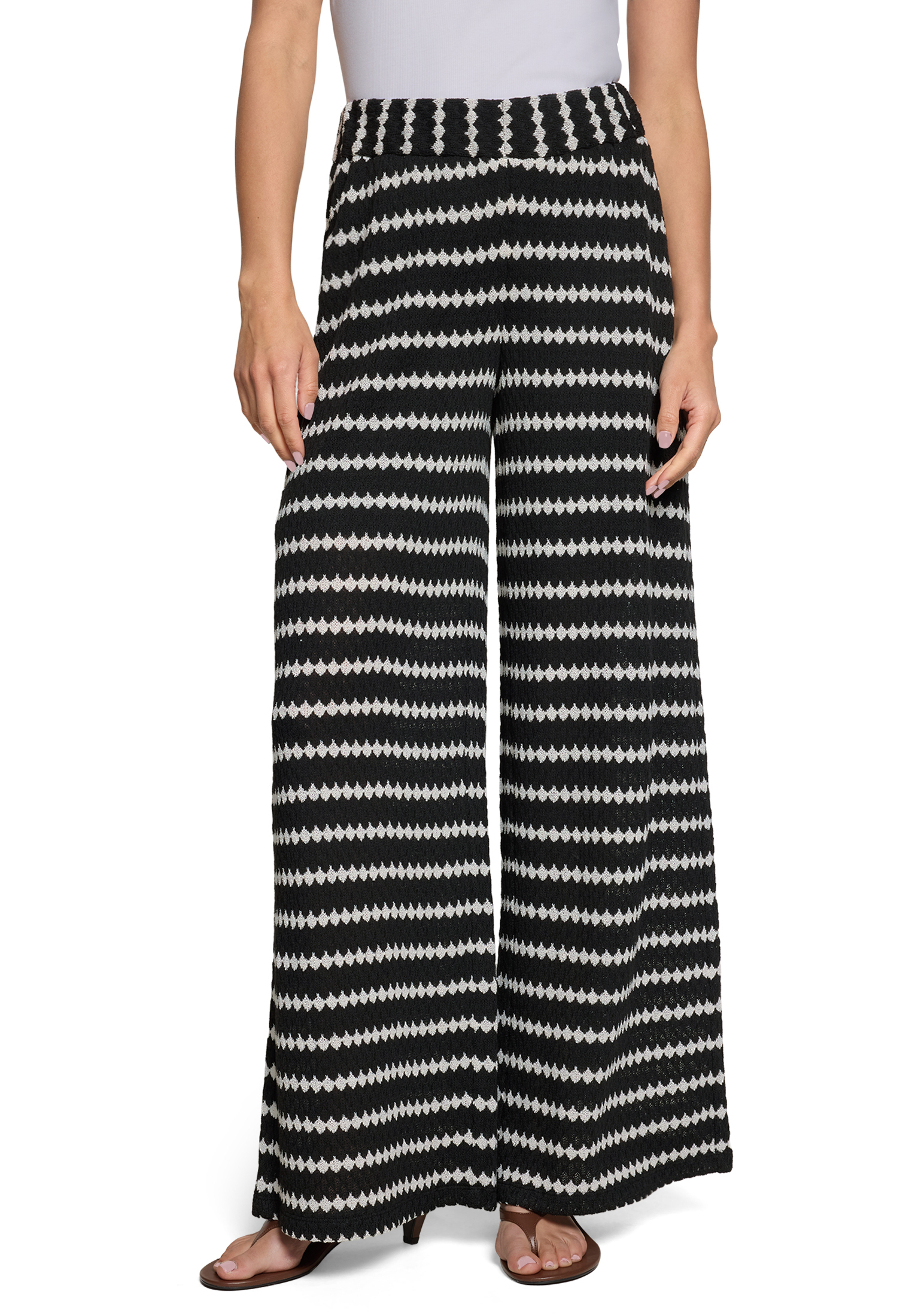 Zero Stoffhose, Gummibund, FüR Damen, Schwarz|Weiß, 42