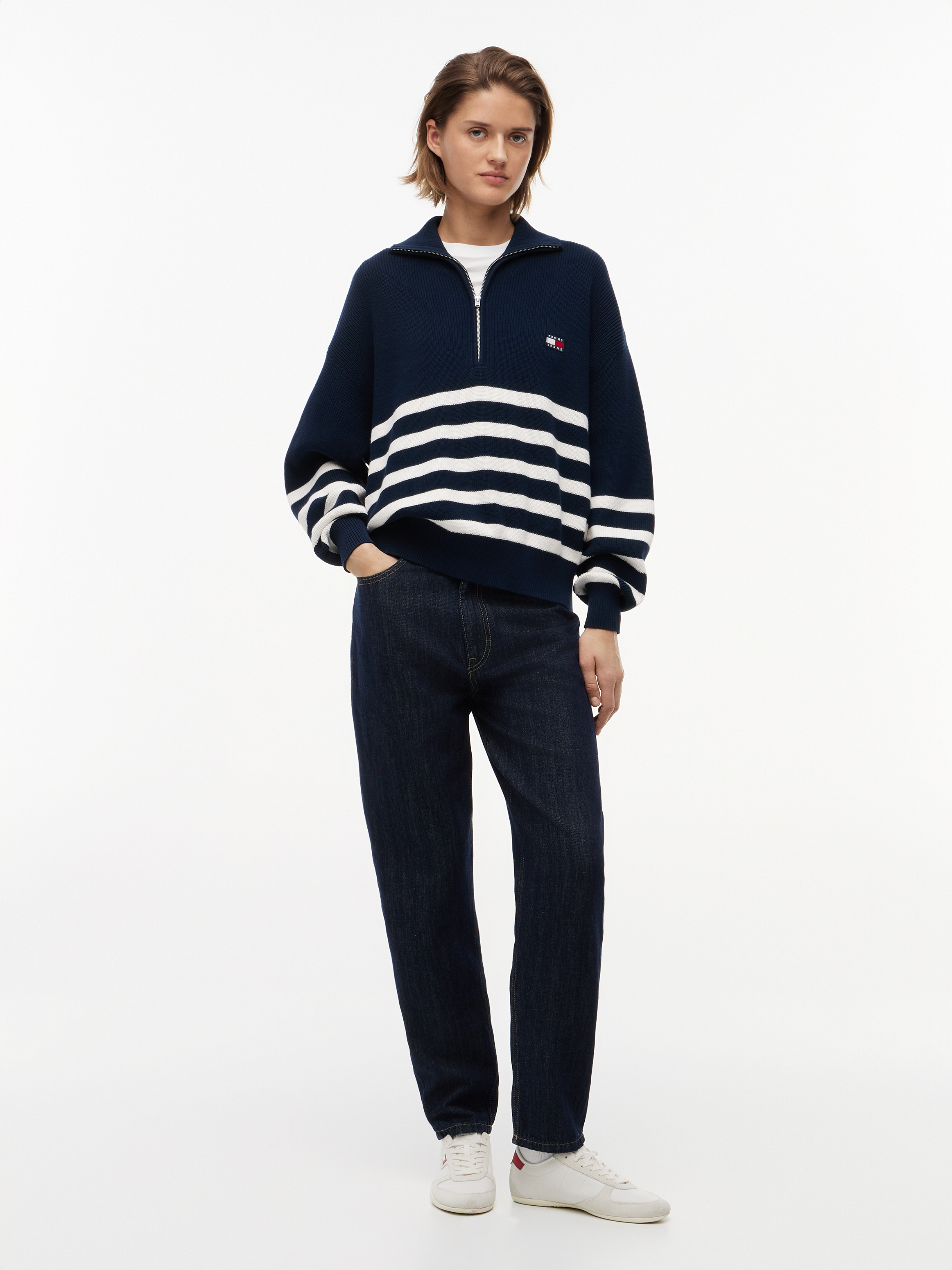 Tommy Jeans Pullover Tjw Stripe, Troyer, FüR Damen, Blau, L