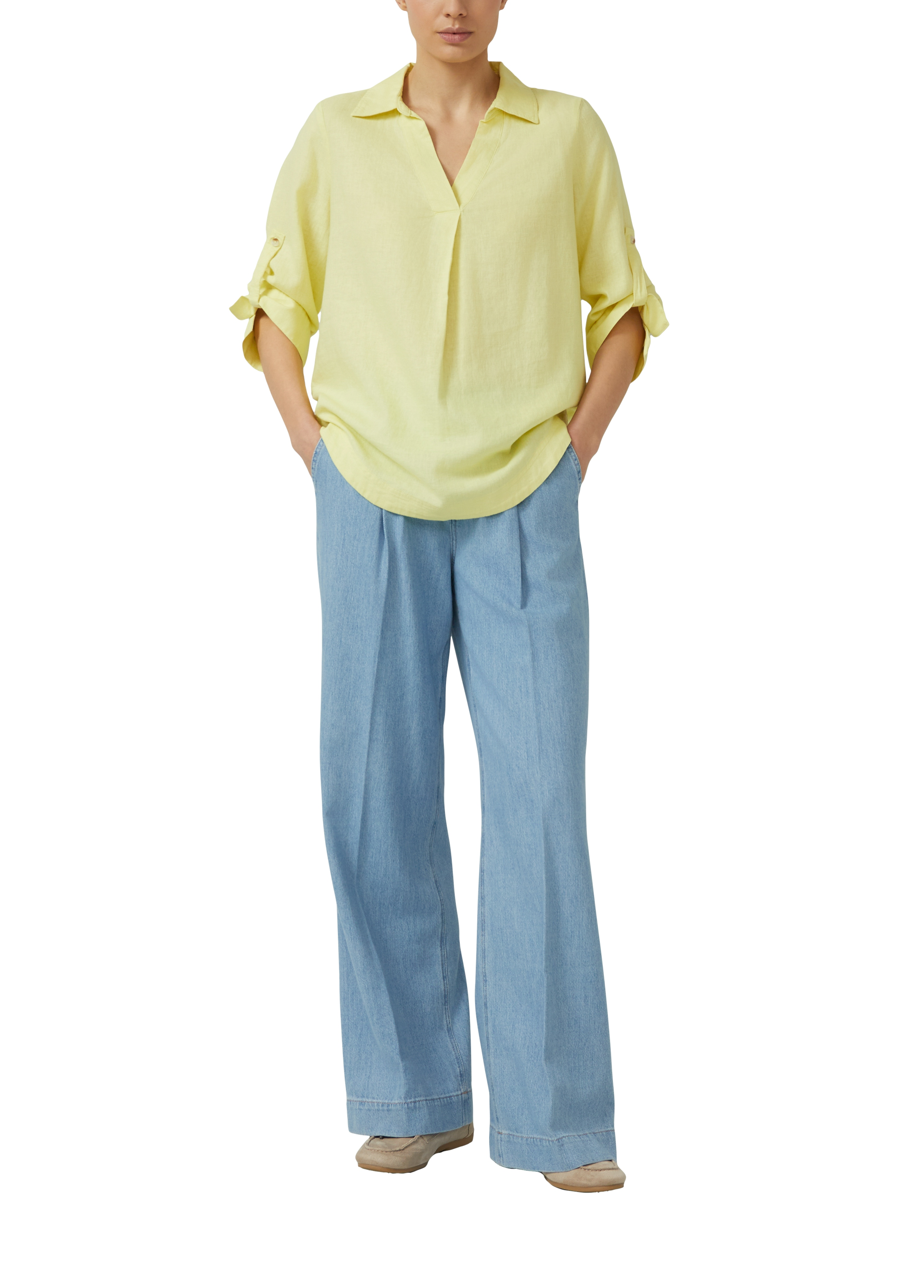 S.Oliver Red Label Shirtbluse, Leinenanteil, FüR Damen, GrüN, 40