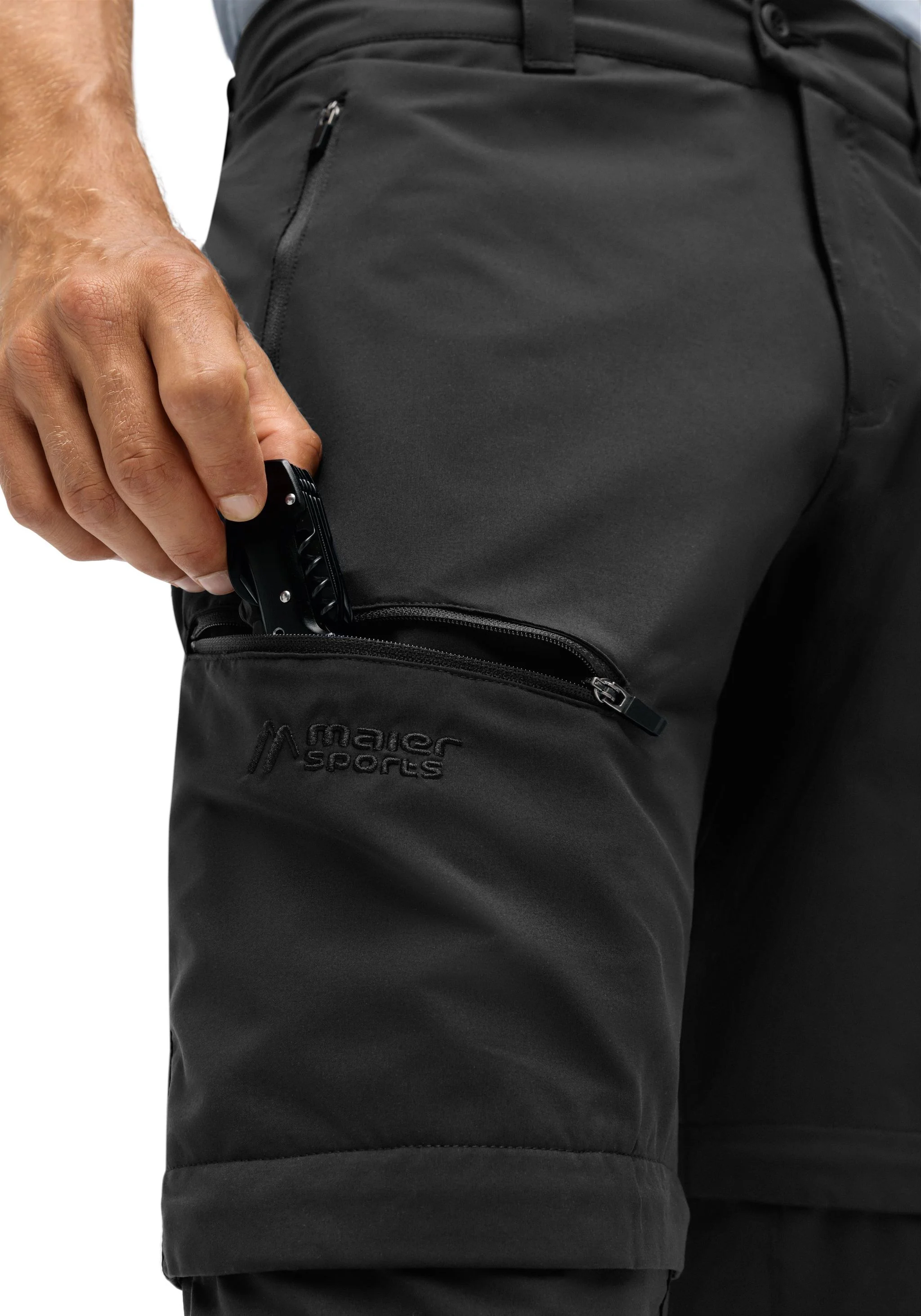 Maier® sports Zipp-Off-Hose "Tajo Zip Loop", Schnelltrocknend, Wasserabweisend, FüR Herren, Schwarz, 54