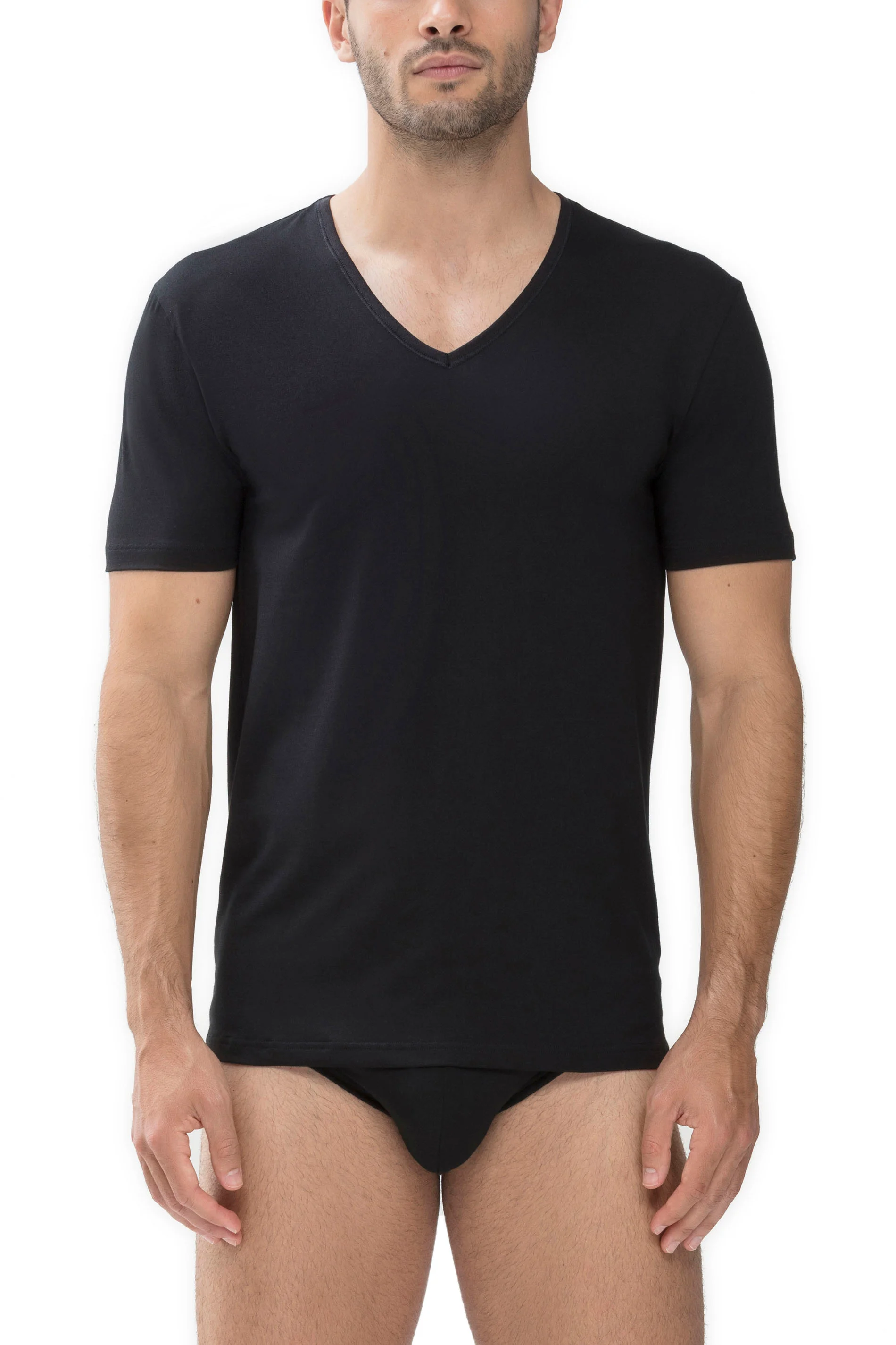 mey Dry Cotton Unterhemd, Kurzarm, V-Ausschnitt, FüR Herren, Schwarz, 4
