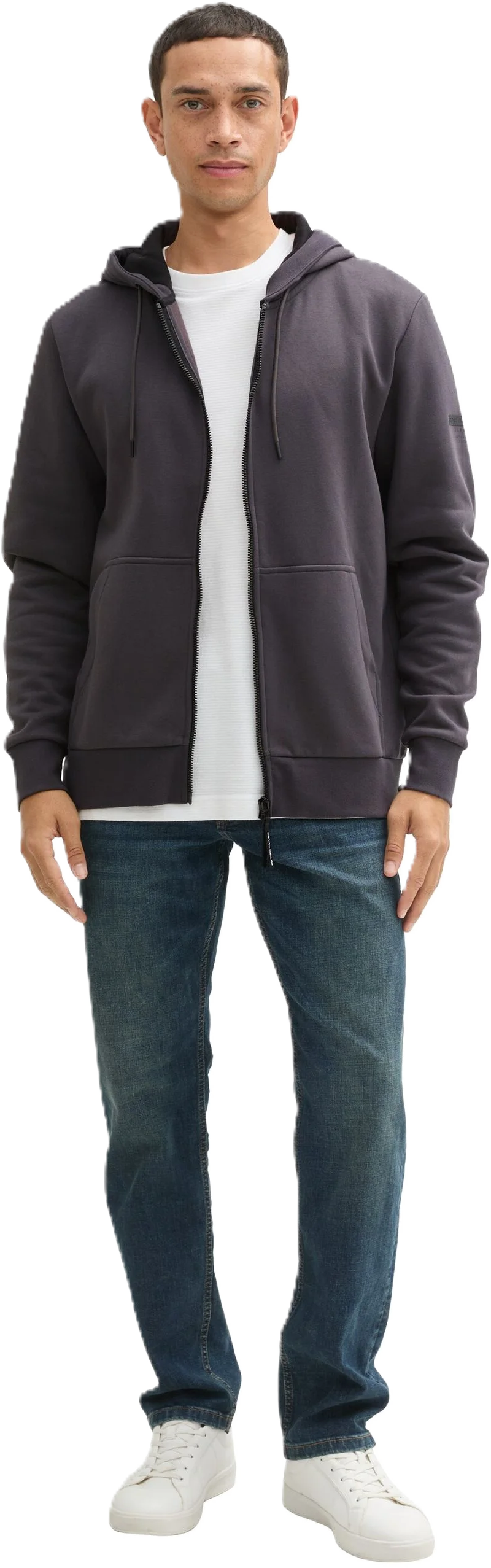 Tom Tailor Sweatjacke, Geteilte KäNgurutasche, RippbüNdchen, FüR Herren, Grau, Xxl