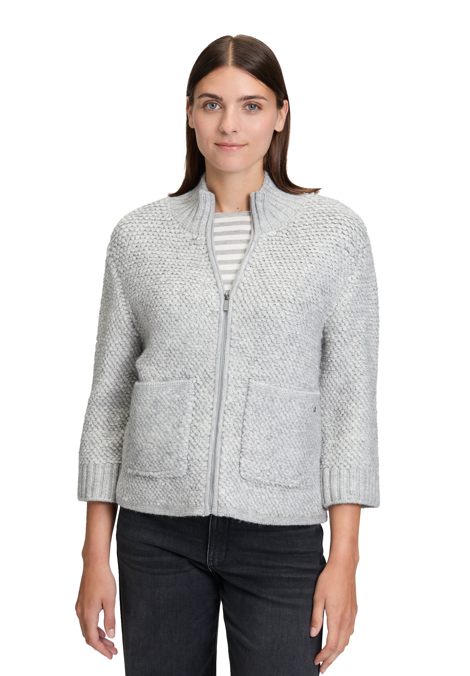 Betty & Co Strick-Cardigan Mit ReißVerschluss, Grau, 44