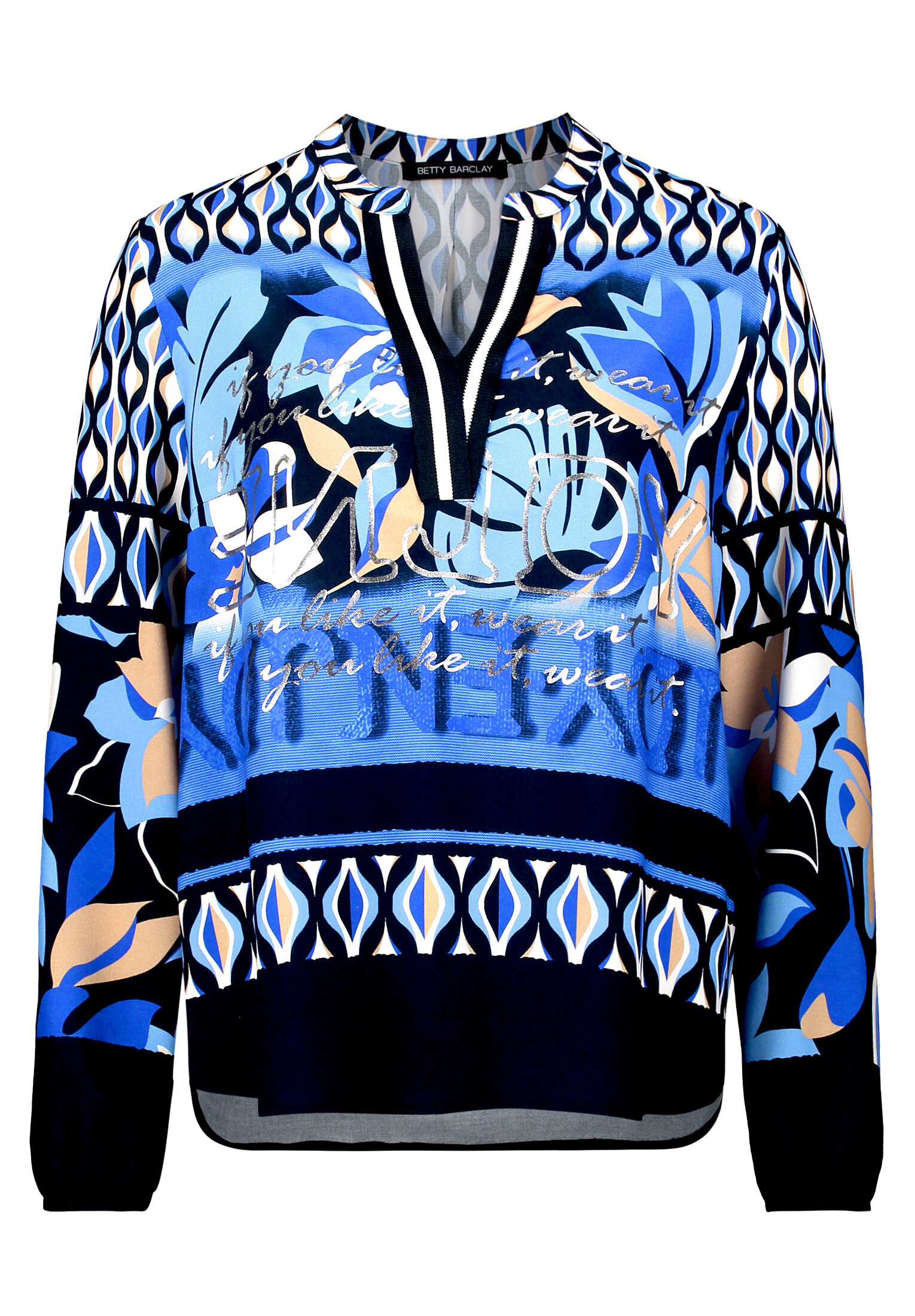 Betty Barclay Longbluse Mit Stehkragen, Blau, 36