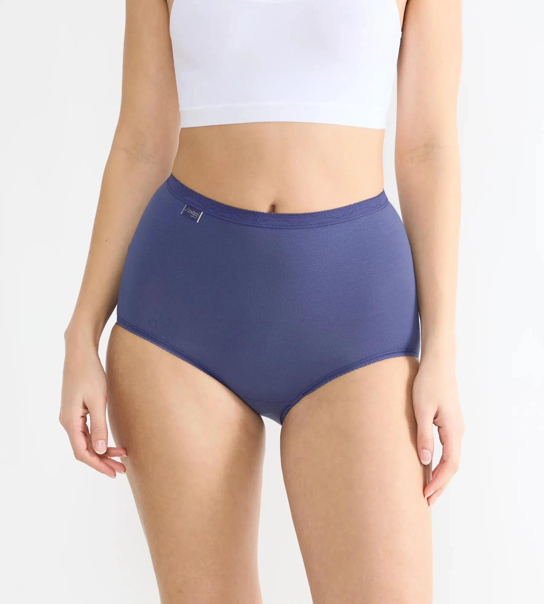 Sloggi Basic+ Maxislips, 3Er-Pack, Baumwollstretch, FüR Damen, Blau|Schwarz|Lila, 42