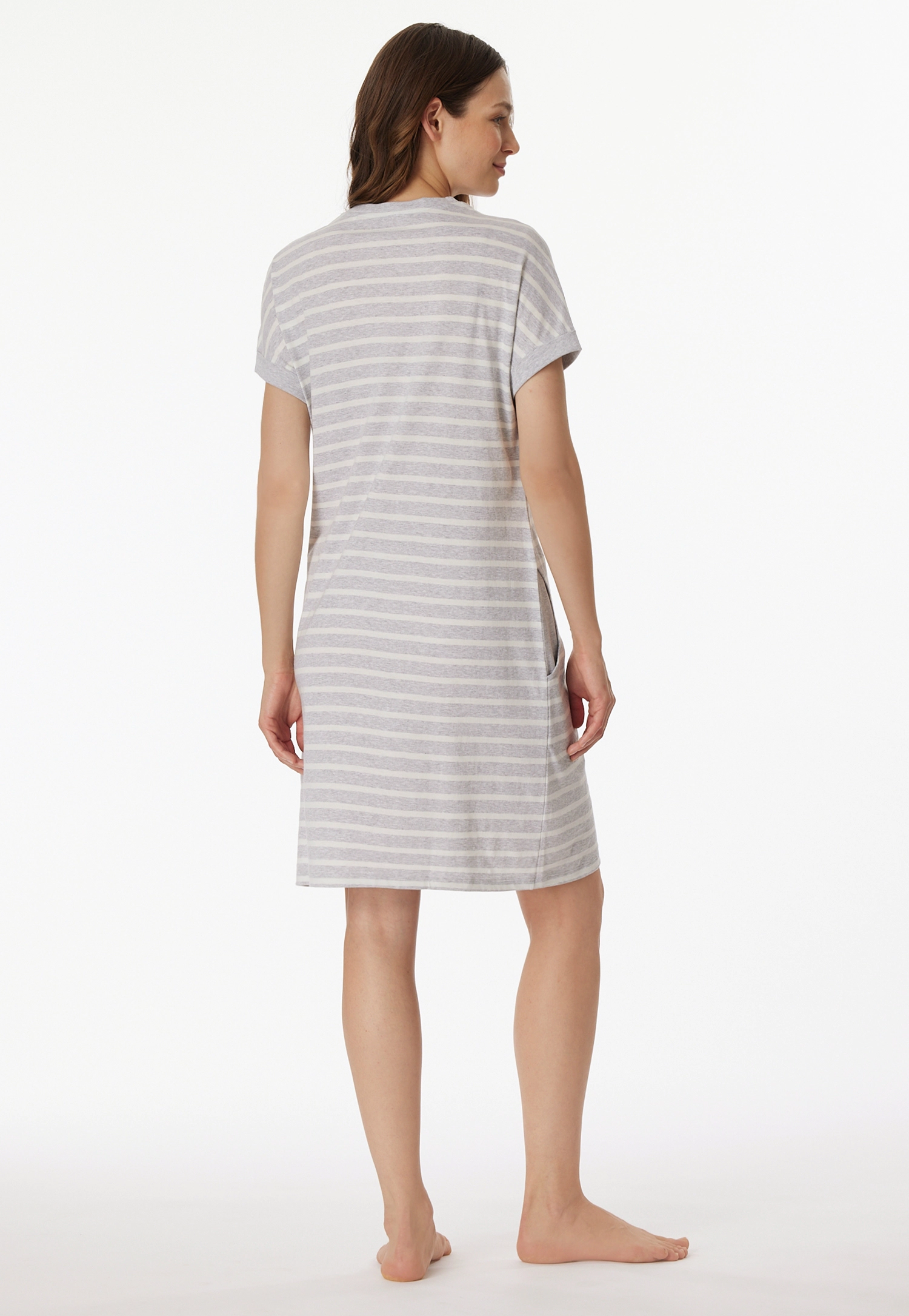 Schiesser Casual Essentials Sleepshirt, Kurzarm, FüR Damen, Grau, 46