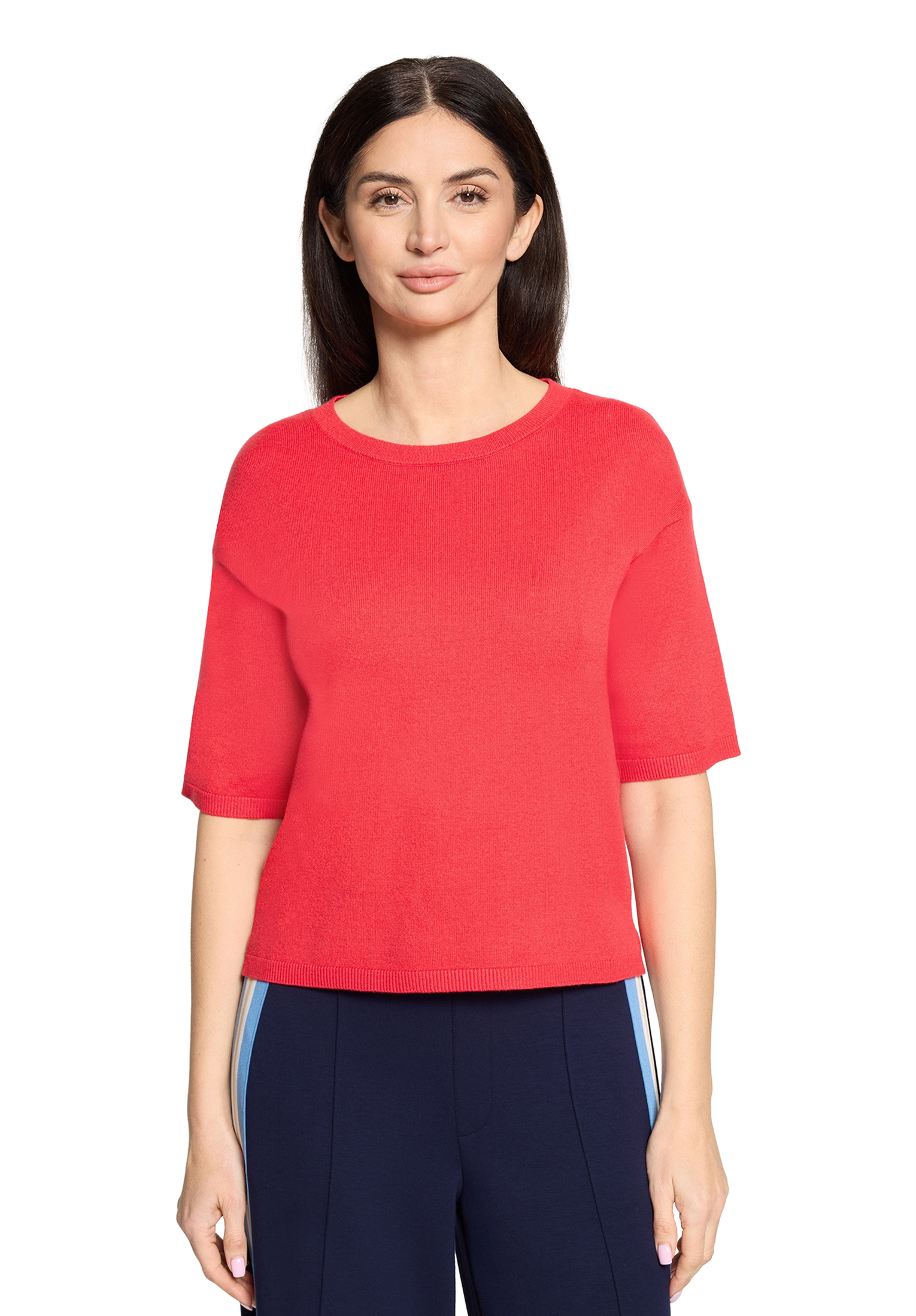 Cartoon Strickpullover Mit Rundhalsausschnitt, Rot, 44