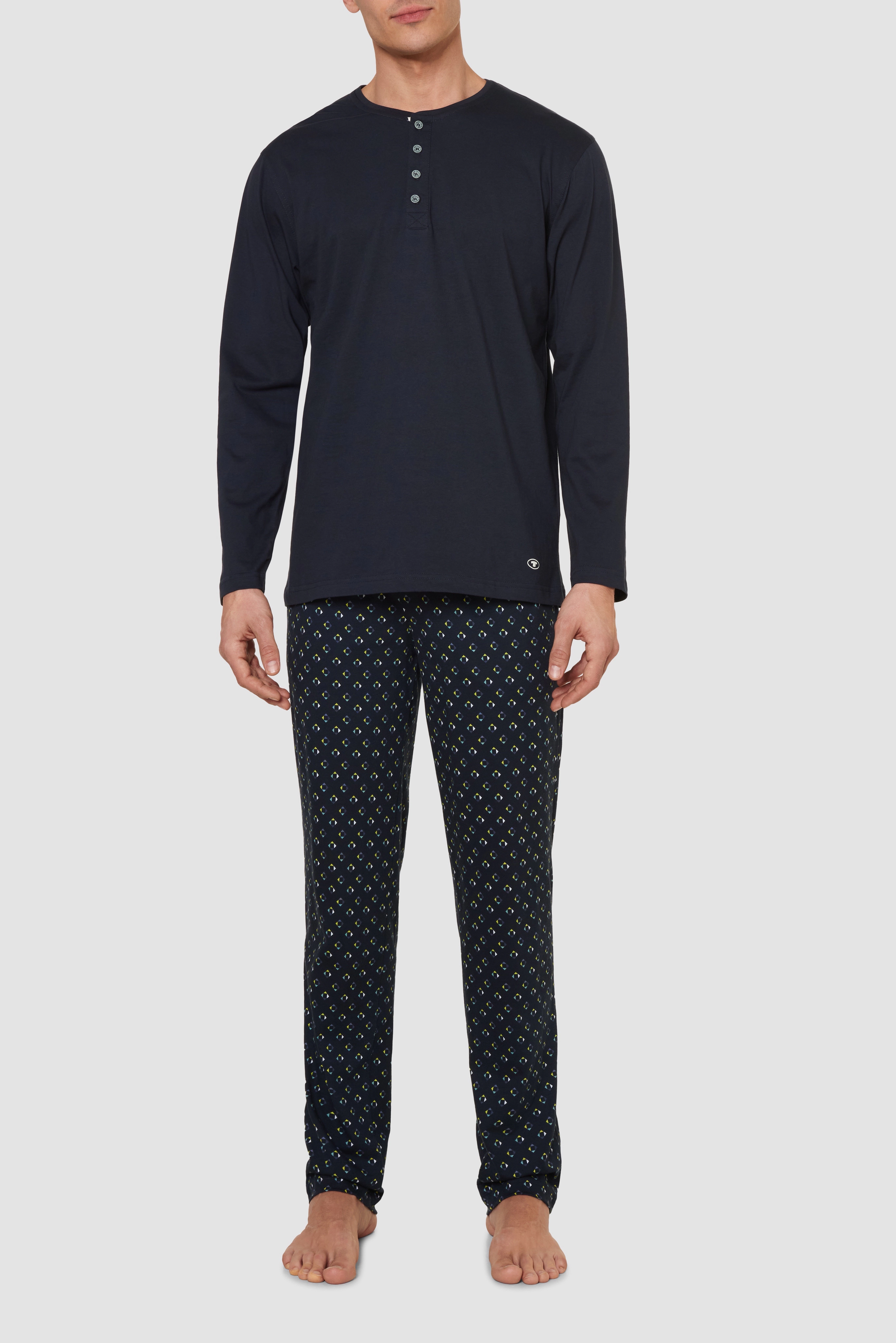 Tom Tailor Mix It Up! Loungewear-Oberteil, Henley-Ausschnitt, Baumwolle, FüR Herren, Blau, 50