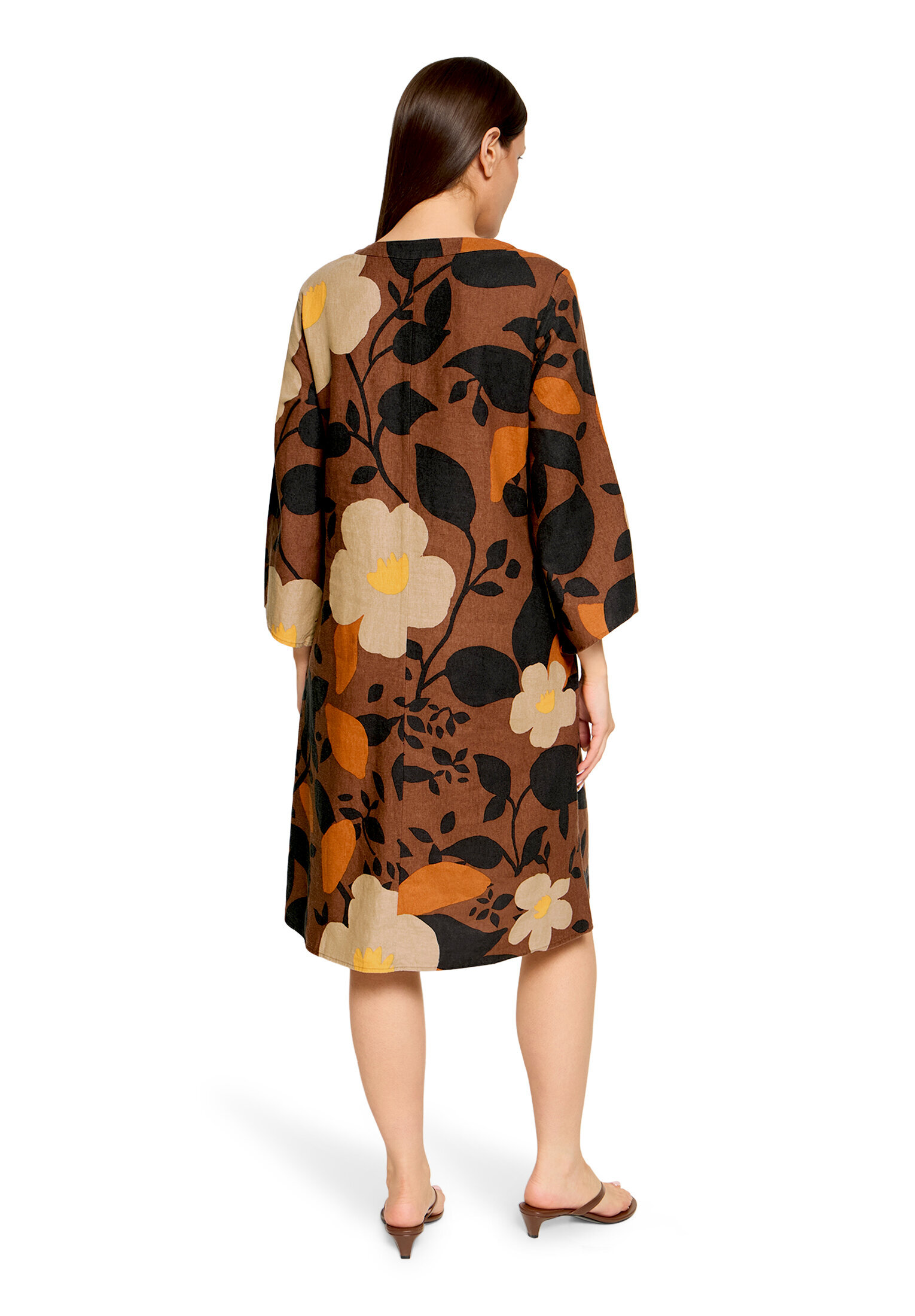 Cartoon Sommerkleid, V-Ausschnitt, FüR Damen, Braun, 38