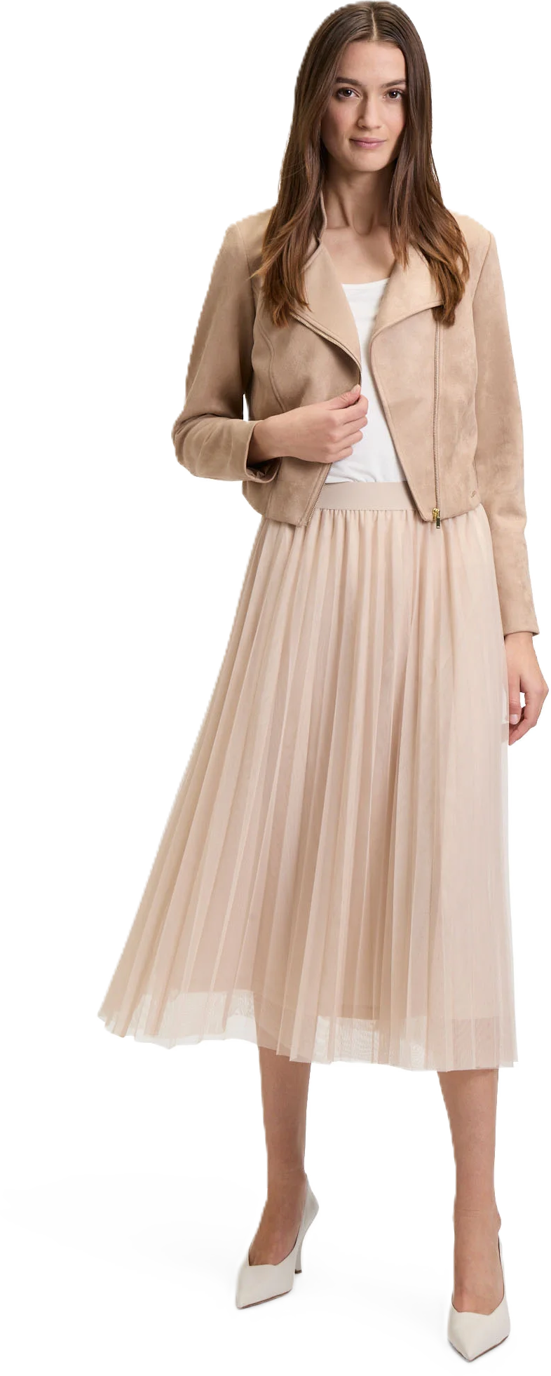Betty & Co Faltenrock, Gummibund, FüR Damen, Beige, 40