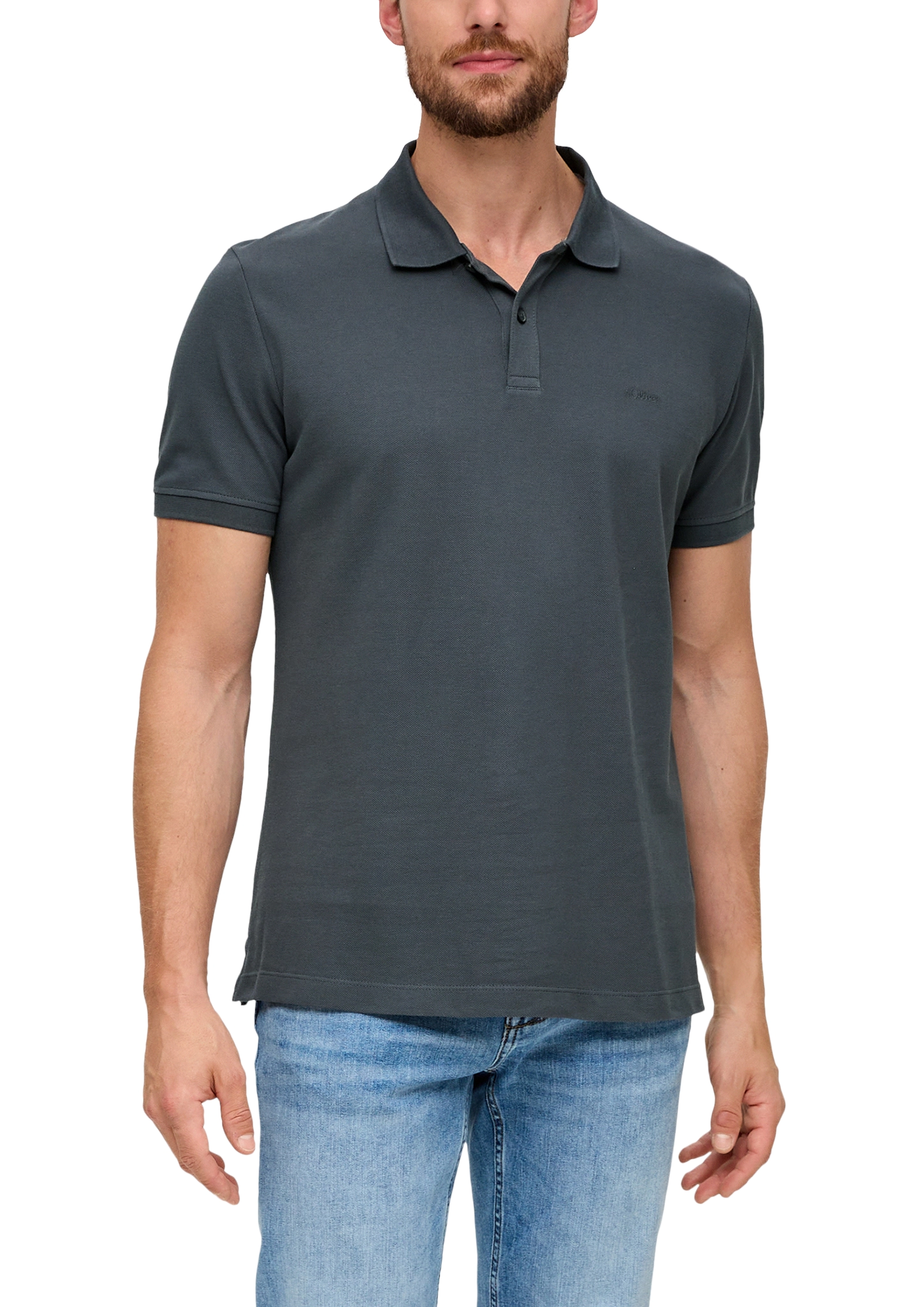 s.Oliver Poloshirt, 1/2 Arm,, Logo-Stickerei, FüR Herren, Grau, XXL