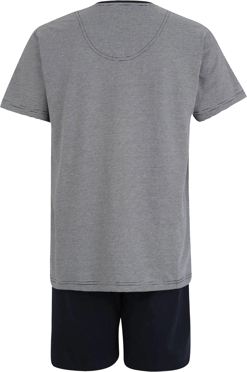 Tom Tailor Schlafanzug, Shorty, V-Ausschnitt, Logo-Badge, Gestreift, FüR Herren, Blau, 50