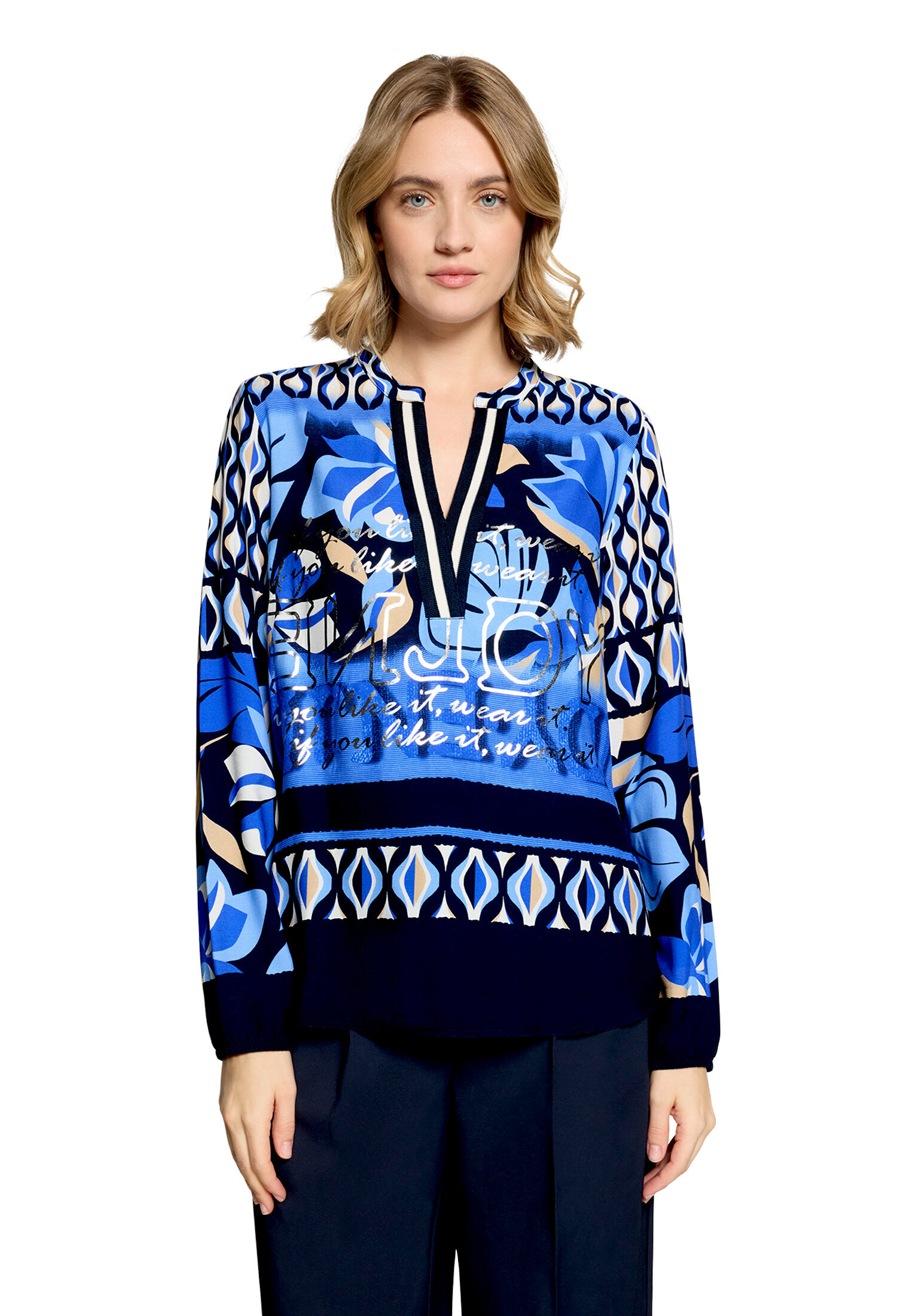 Betty Barclay Longbluse Mit Stehkragen, Blau, 38