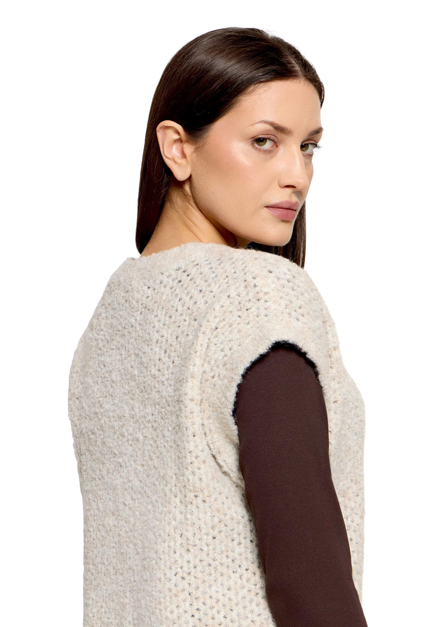 Cartoon Strickpullunder, V-Ausschnitt, FüR Damen, Beige, 42