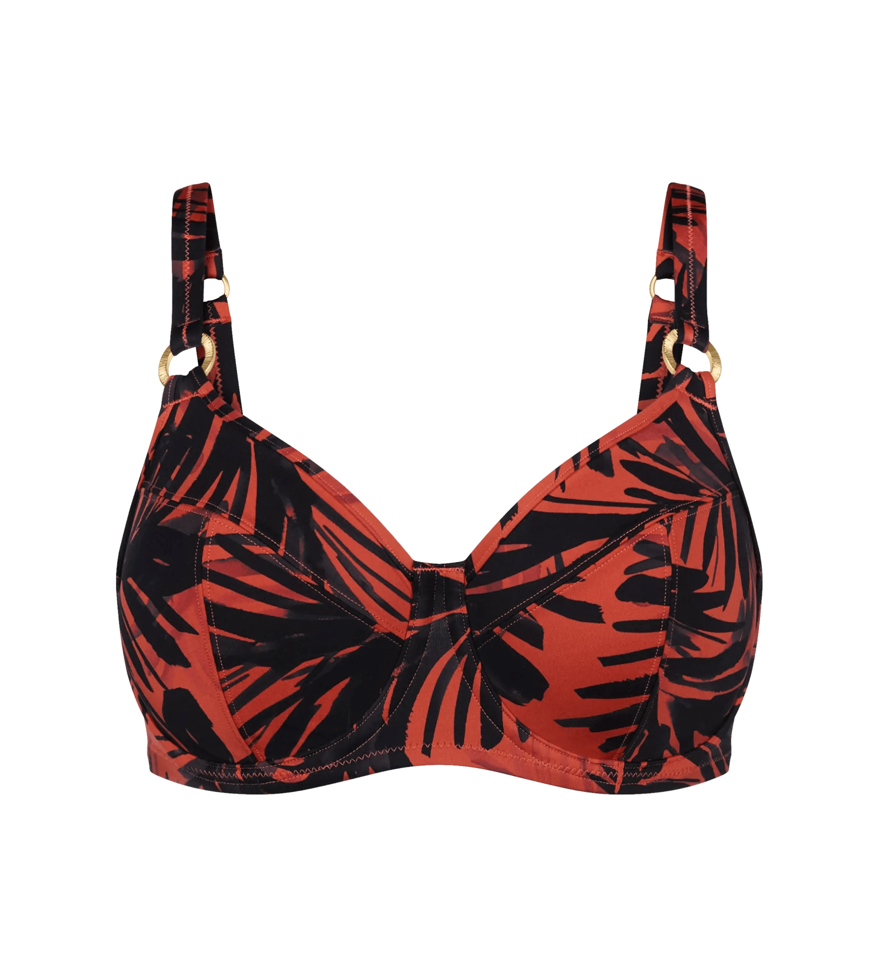 Triumph BüGel-Bikini-Oberteil Summer Palm, Breite TräGer, FüR Damen, Braun|Schwarz, 42 C