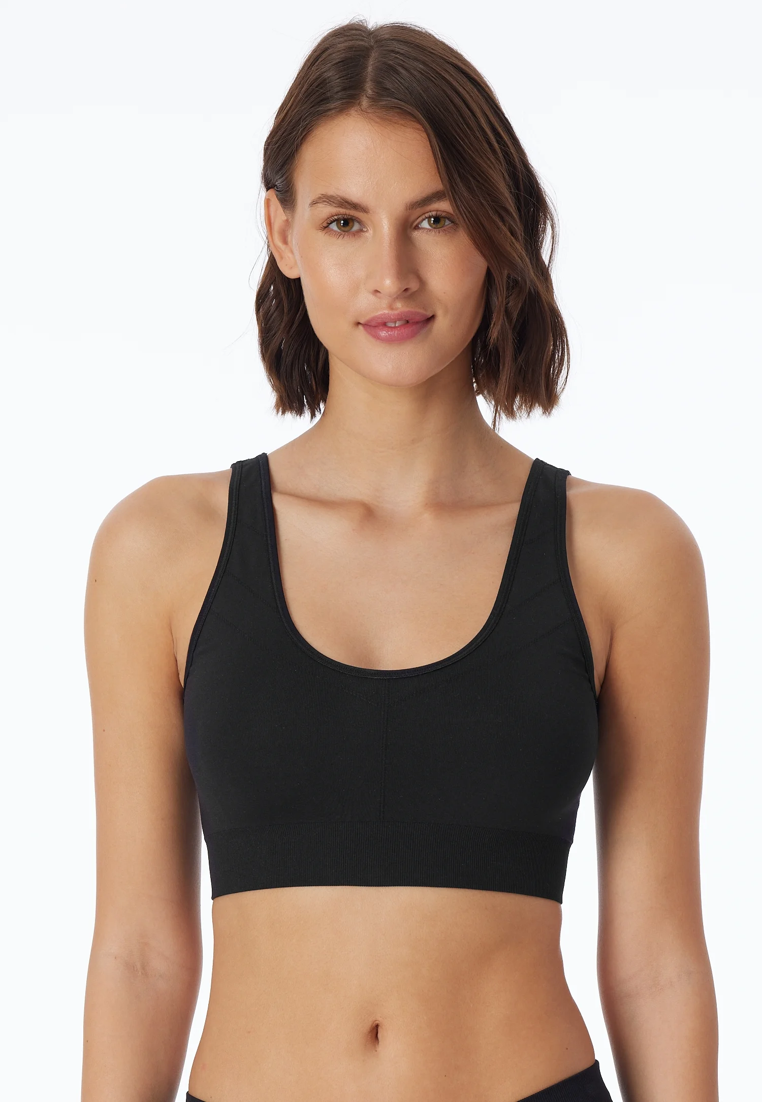 Schiesser Casual Seamless Bustier, RippbüNdchen, Verschlusslos, FüR Damen, Schwarz, M