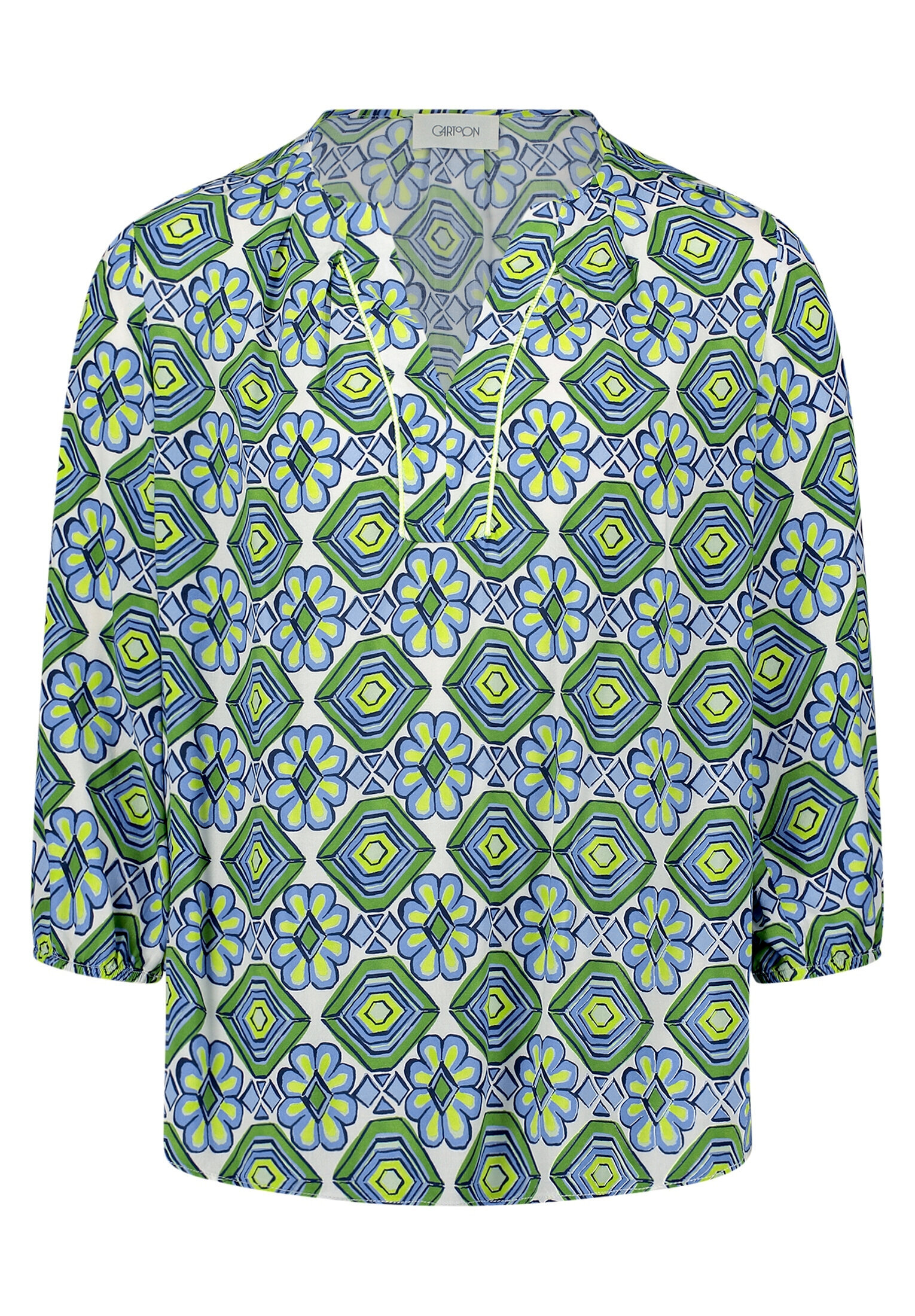 Cartoon Casual-Bluse Mit Muster, GrüN, 44