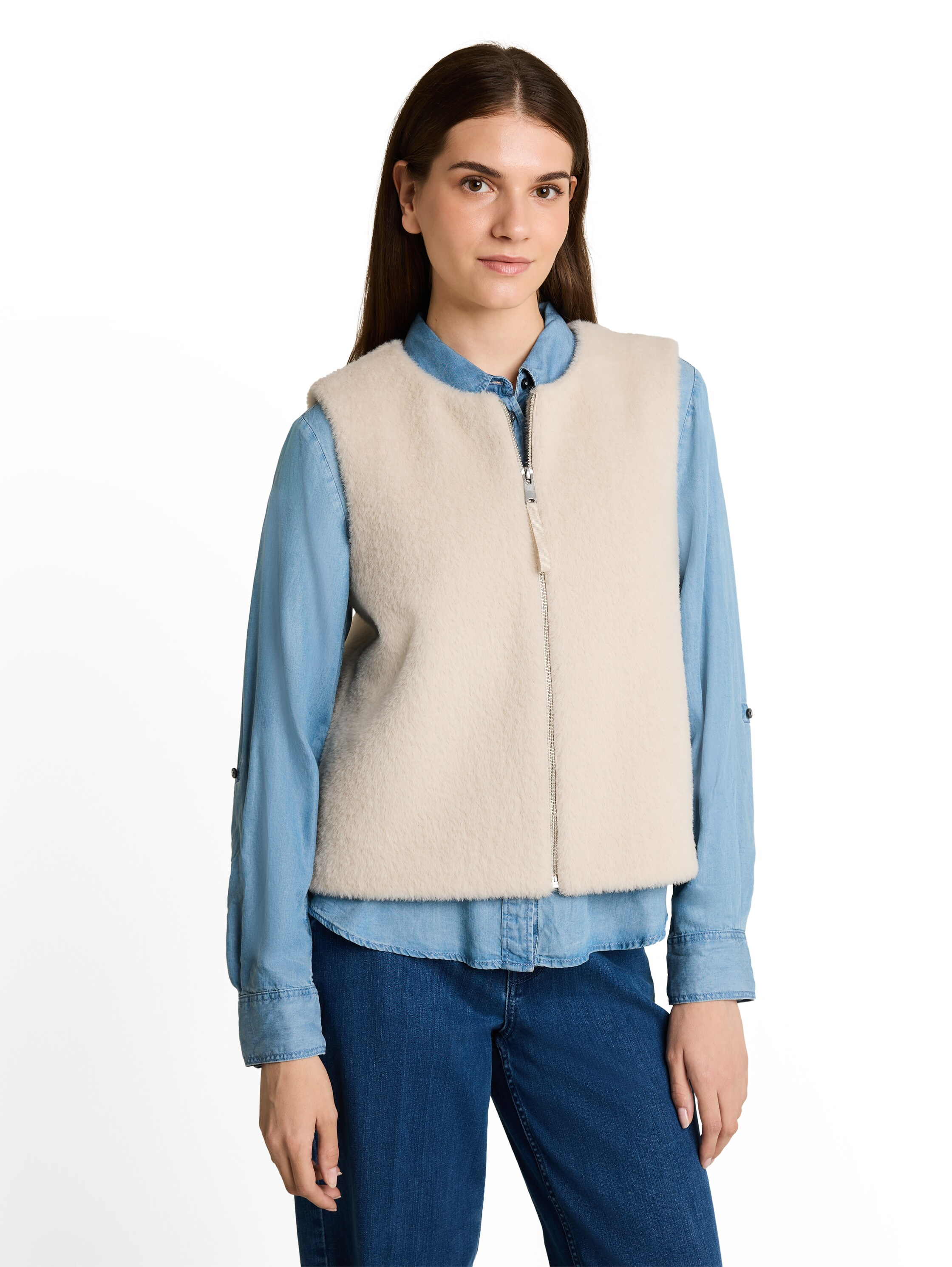 Tom Tailor Kunstfellweste, ReißVerschluss, FüR Damen, Weiß, XL
