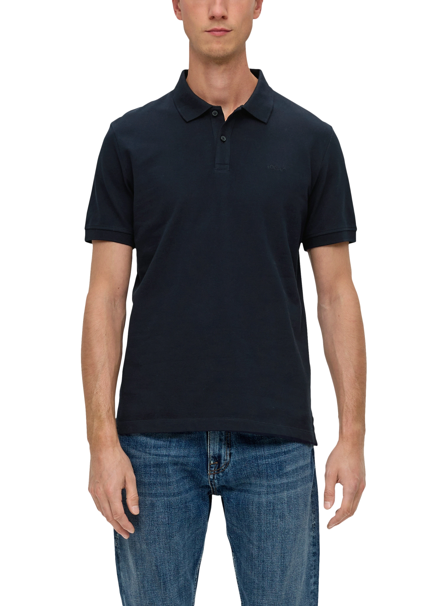 s.Oliver Poloshirt, 1/2 Arm,, Logo-Stickerei, FüR Herren, Blau, L