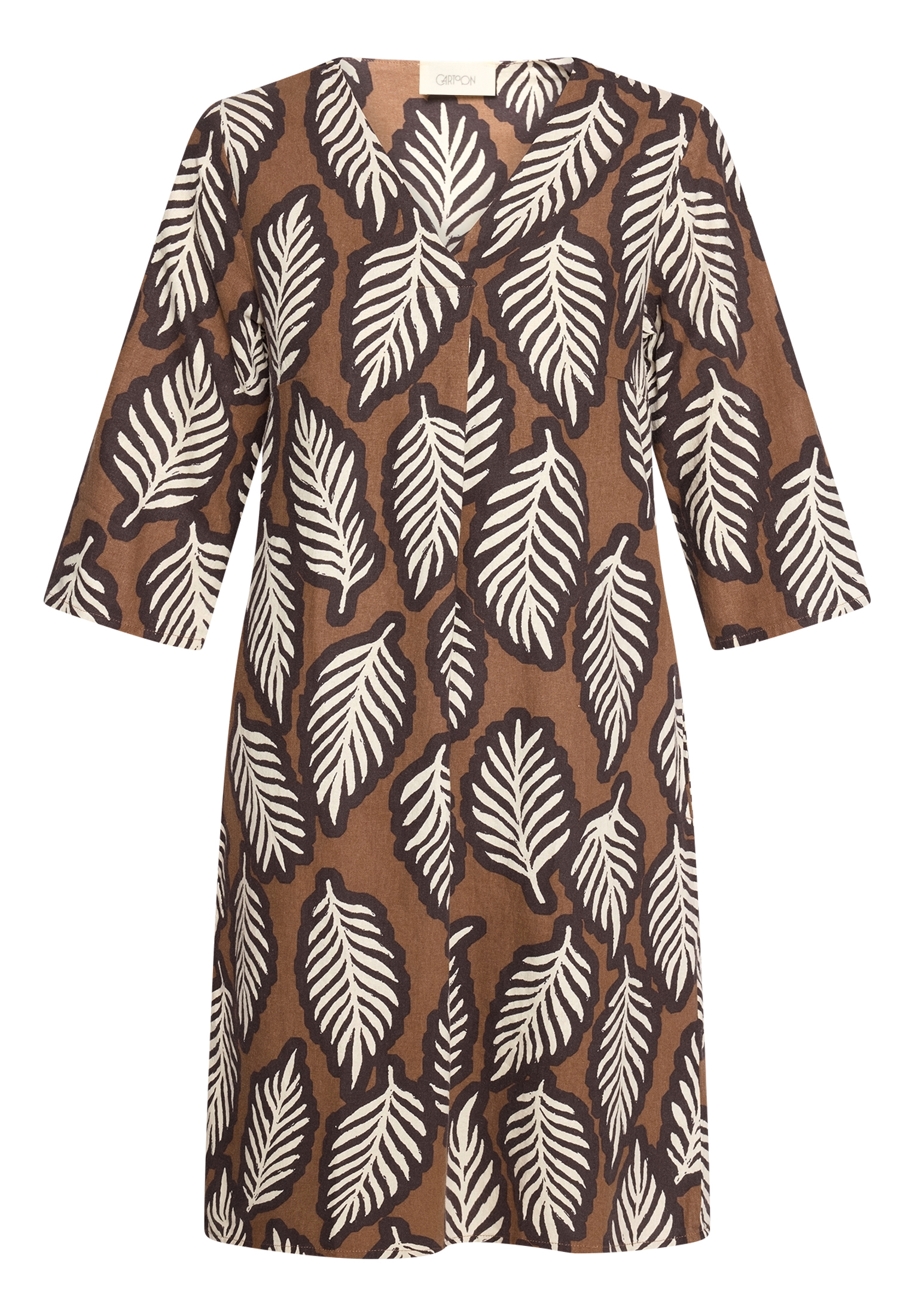 Cartoon Sommerkleid, Leinenanteil, FüR Damen, Beige|Braun, 36