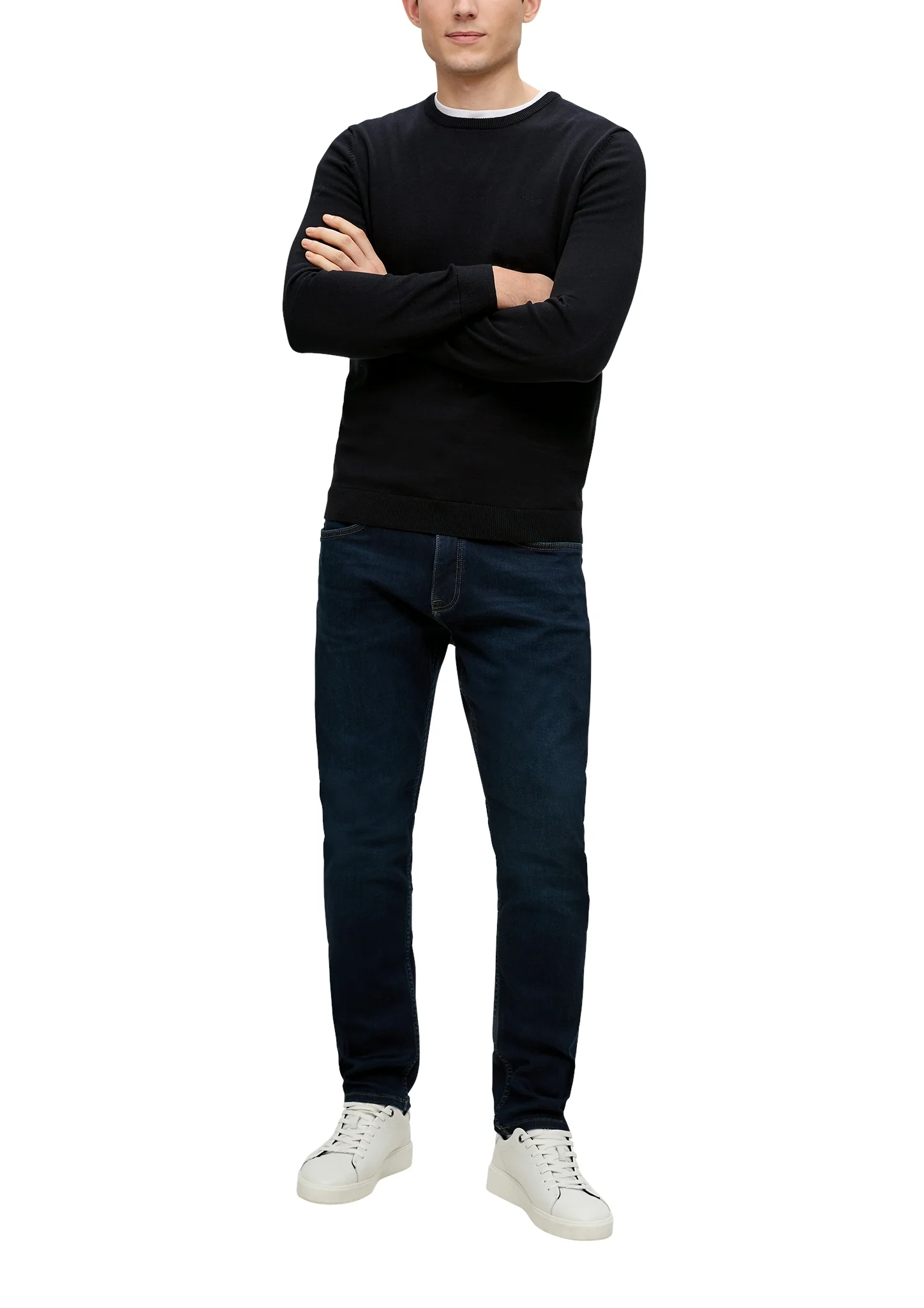 s.Oliver Strickpullover, Rundhals-Ausschnitt, Logo-Stickerei, FüR Herren, Schwarz, XXL
