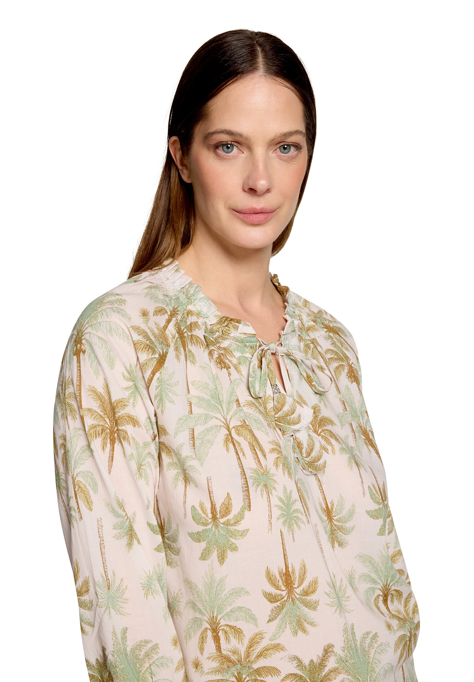 Cartoon Shirtbluse, Raffungselemente, FüR Damen, Beige, 46