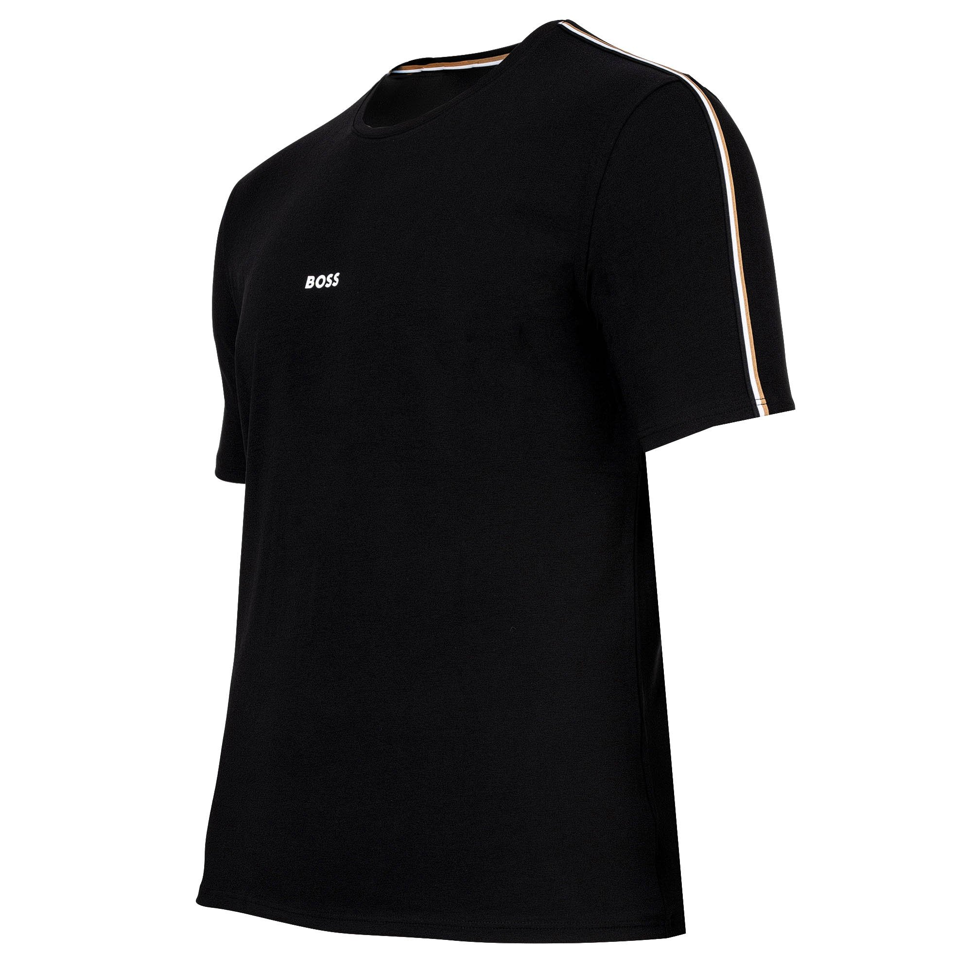 Boss Herren T-Shirt - Unique T-Shirt, Rundhals, Baumwoll Stretch, Logo, Schwarz, S