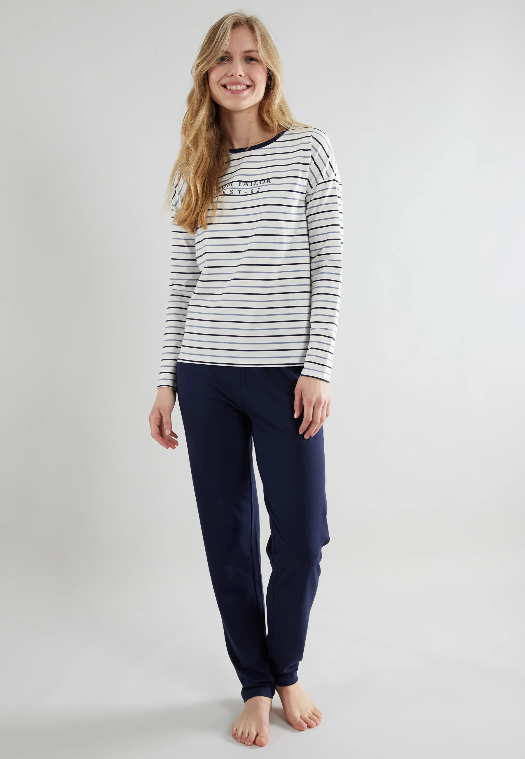 Tom Tailor Schlafanzug, üBerschnittene Schultern, FüR Damen, Blau, 46