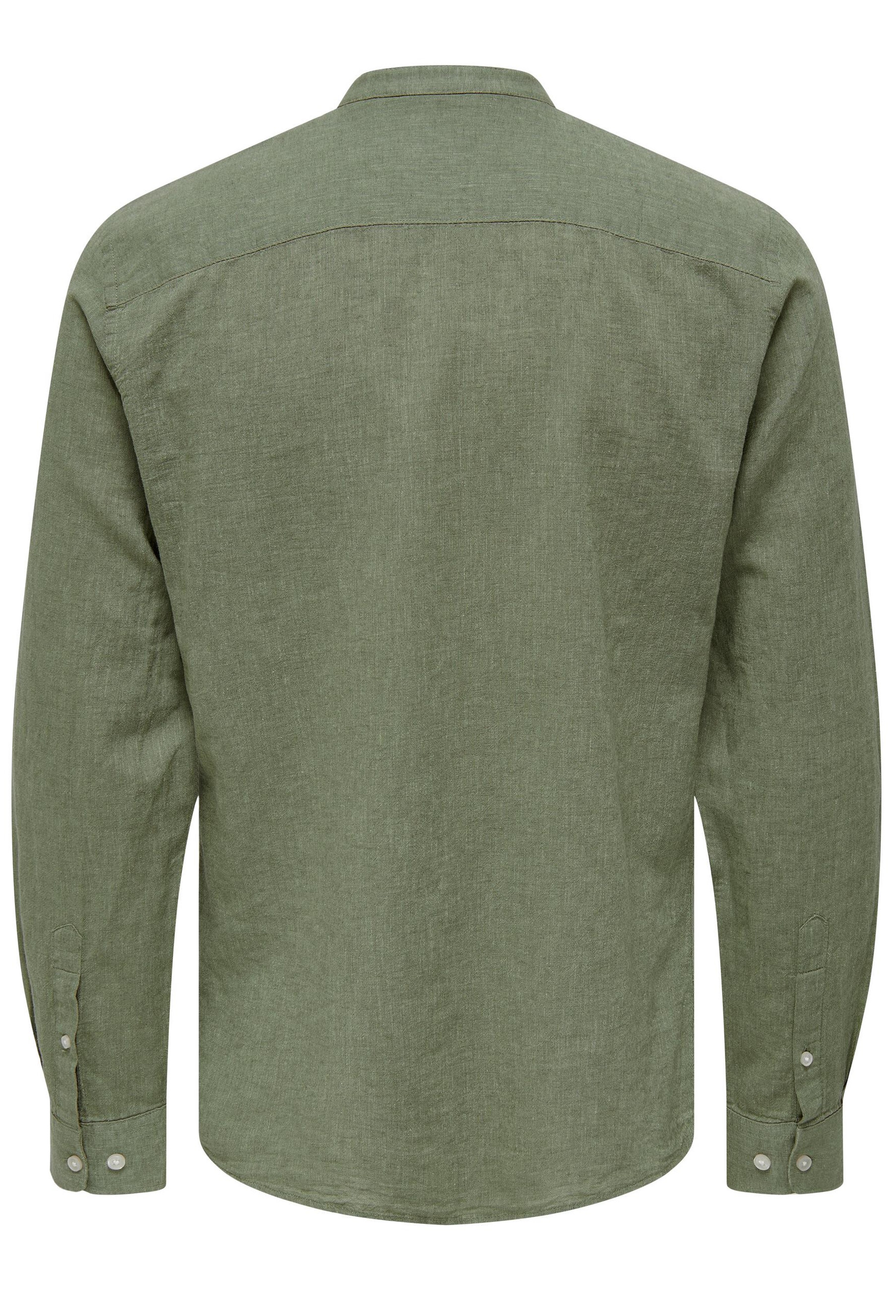Only & Sons Hemd Slim Fit Freizeithemd Caiden Solid Mit Maokragen Und Durchgehender Knopfleiste, GrüN, S