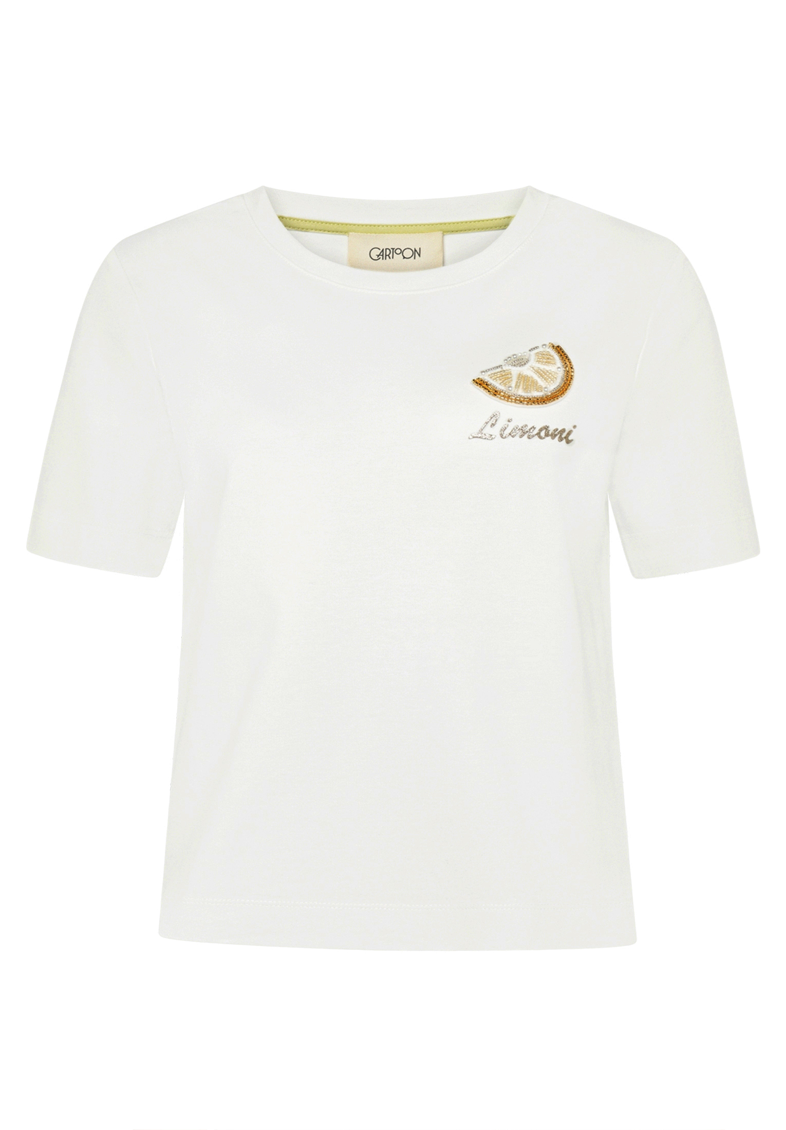 Cartoon T-Shirt, Baumwolle, FüR Damen, Weiß, 38