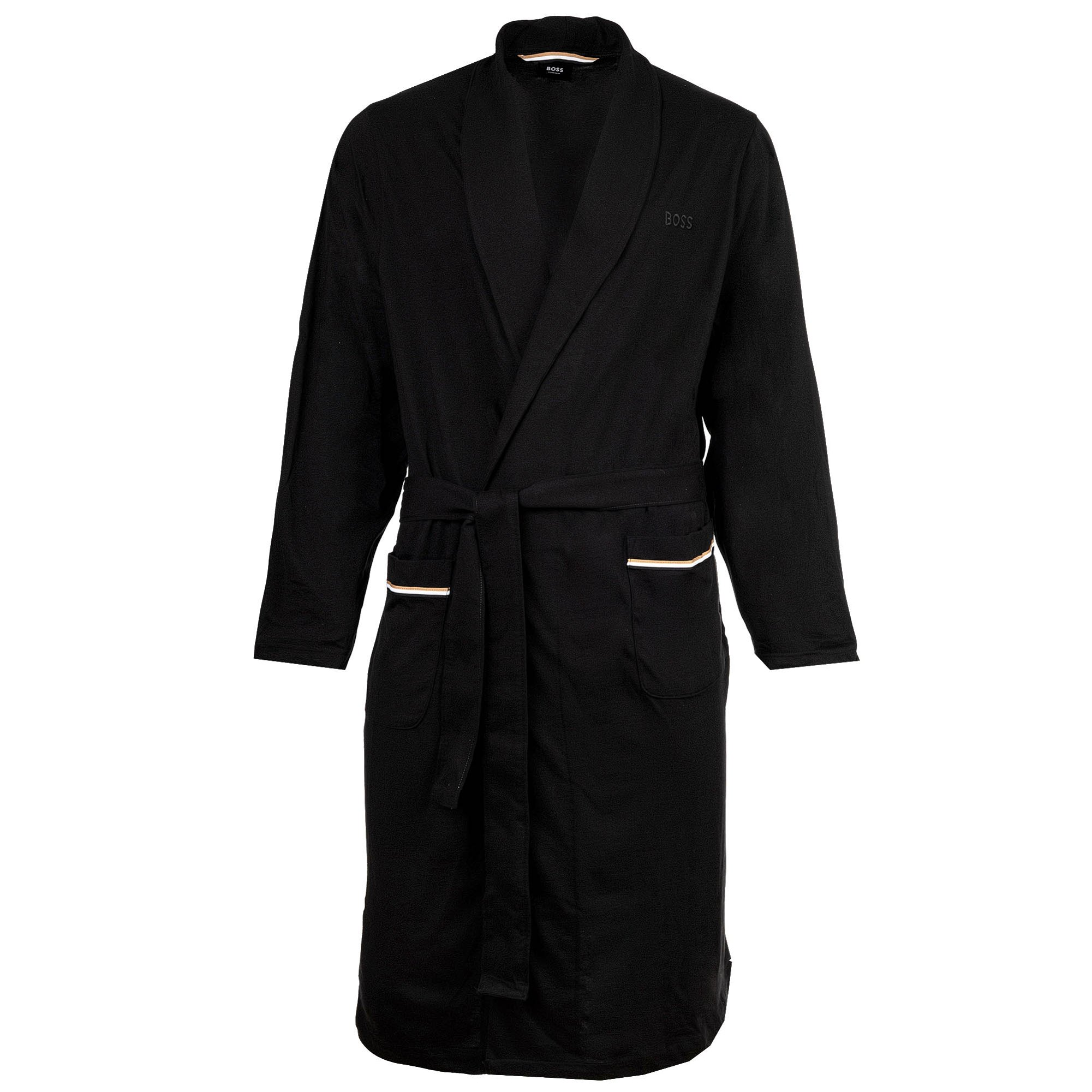 Boss Herren Bademantel - Robe, Morgenmantel, Baumwolle, Logo, Schwarz, M