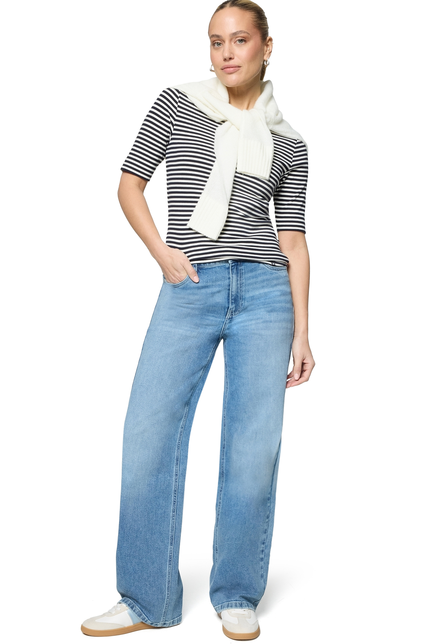 Zero Basic Shirt Mit U-Boot-Ausschnitt, Weiß, 34