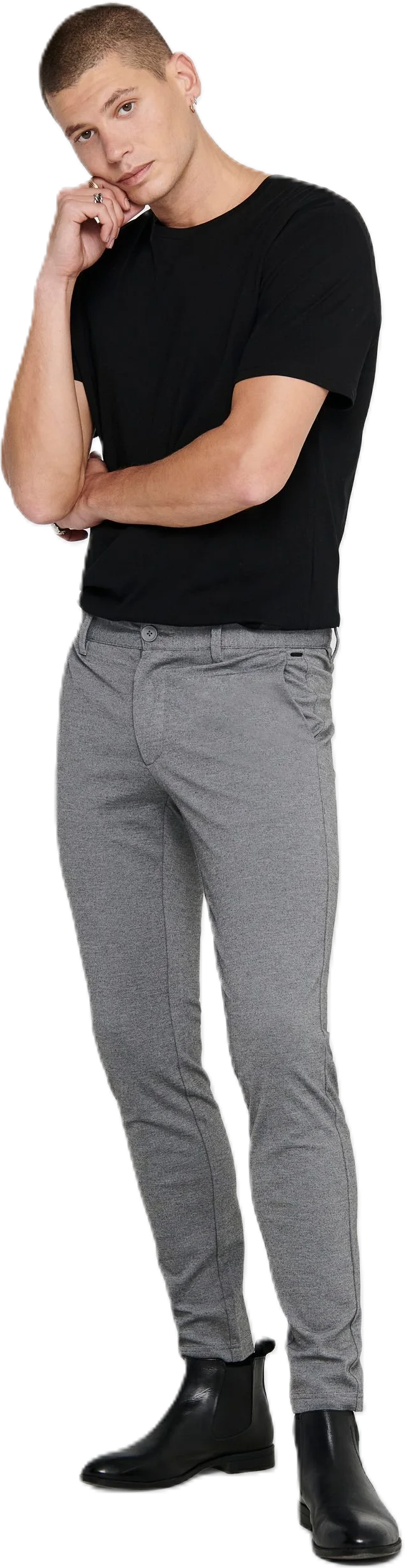 Only & Sons Chinohose "Mark", Eingrifftaschen, FüR Herren, Grau, 30/30