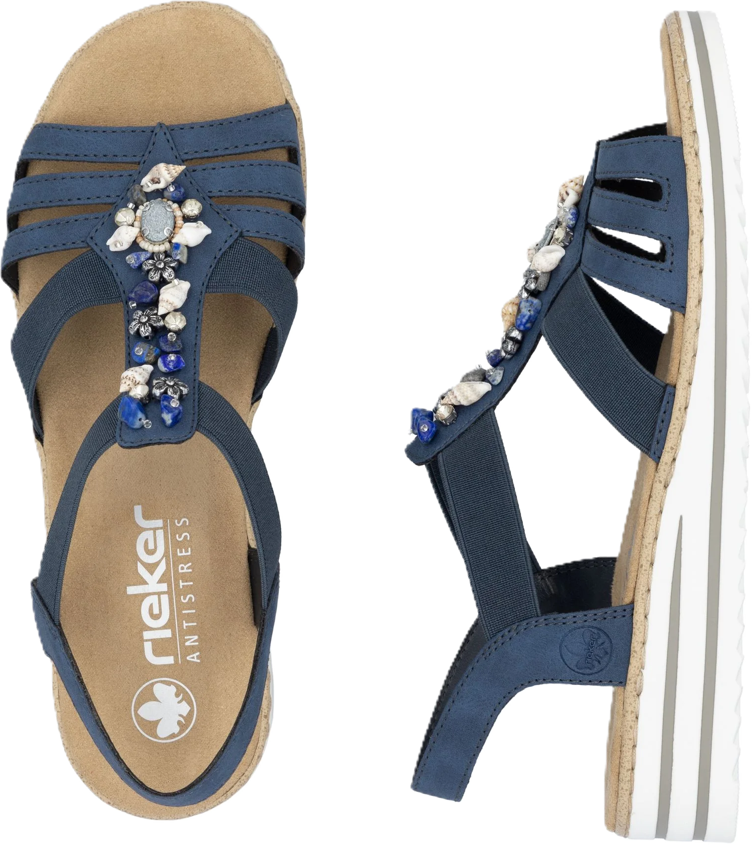 Rieker Sandaletten, Kunstleder, Keilabsatz, FüR Damen, Blau, 42